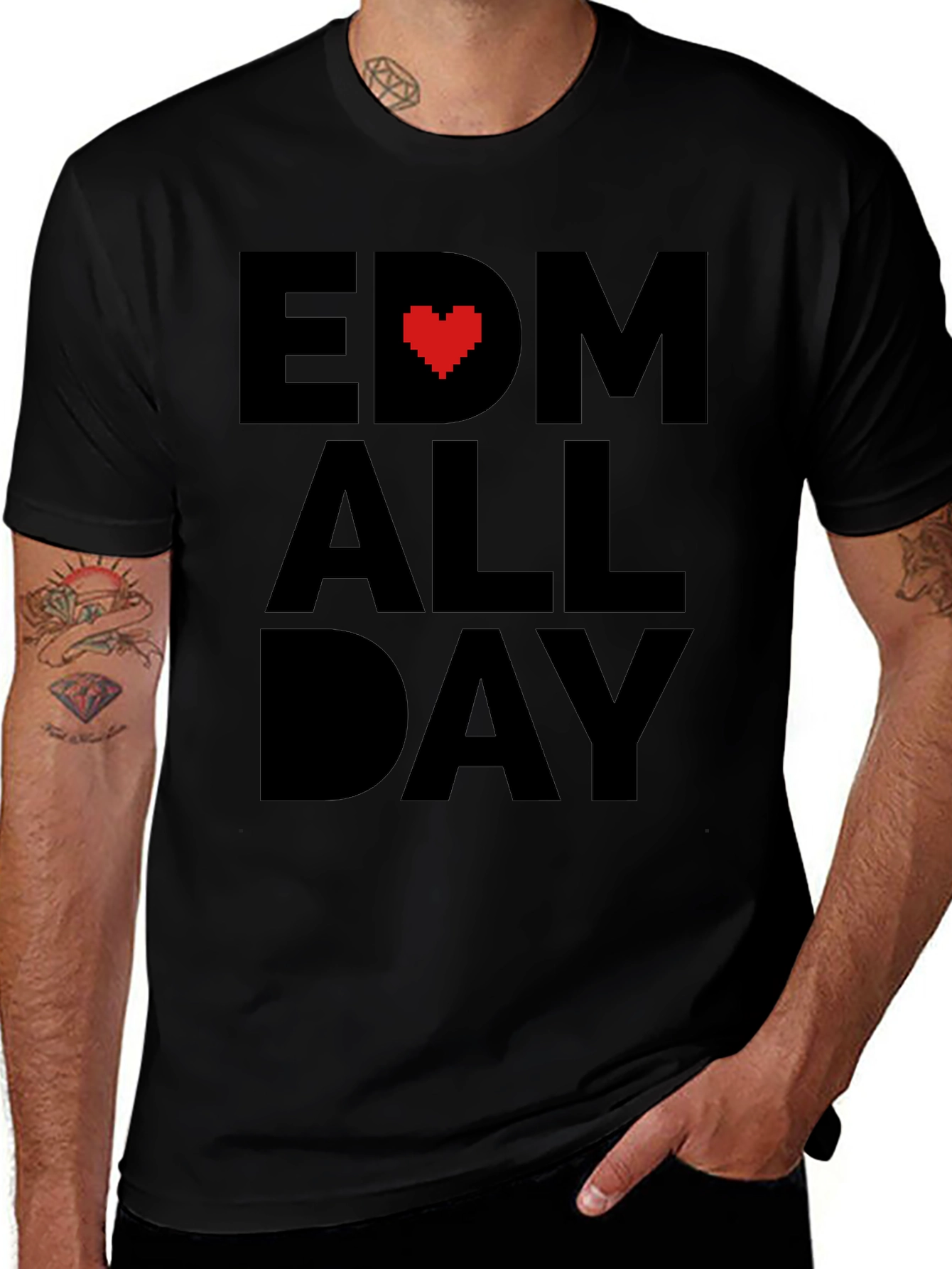 EDM Heart All Day Black T-Shirt