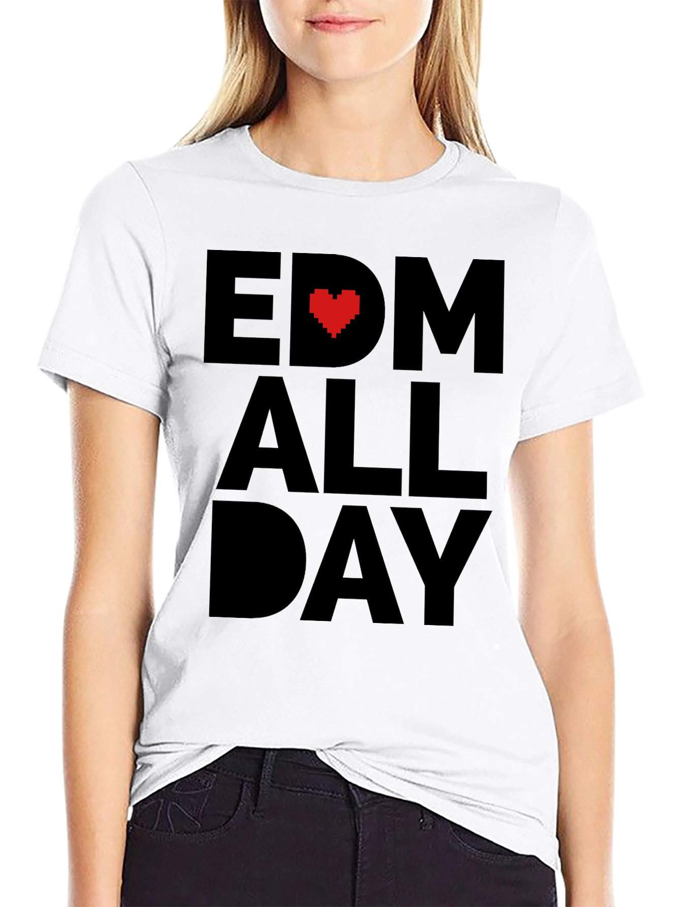 EDM Heart All Day Black T-Shirt