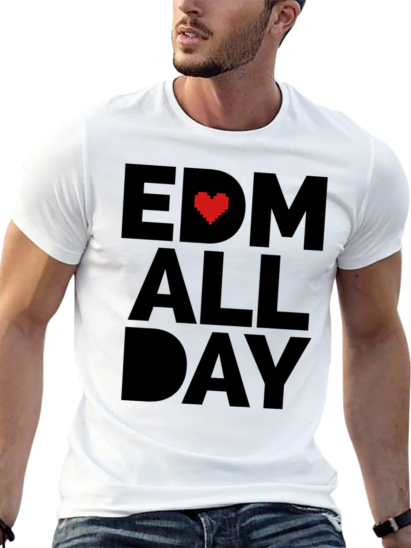 EDM Heart All Day Black T-Shirt