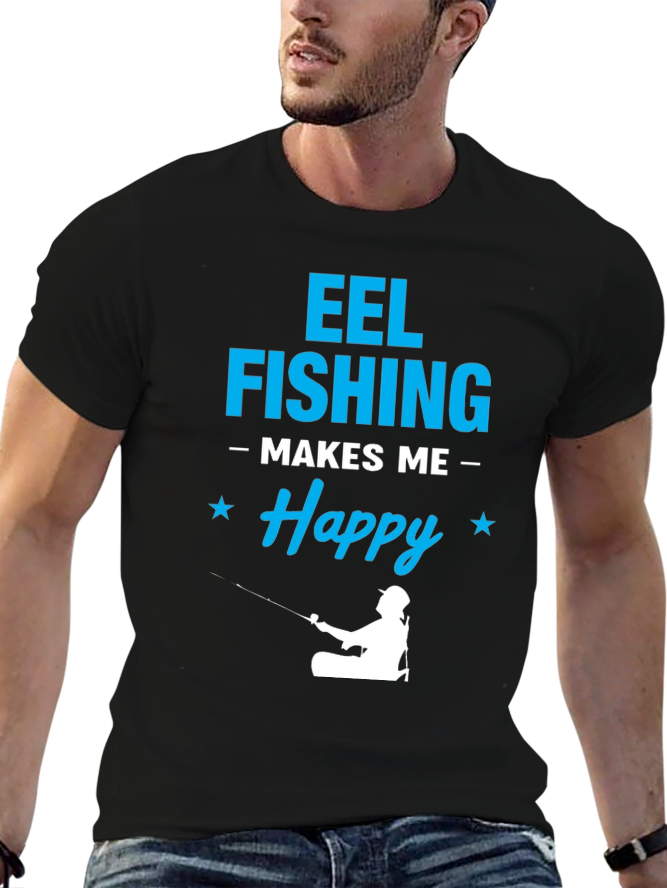 Eel Fishing Makes Me Happy Graphic T-Shirt