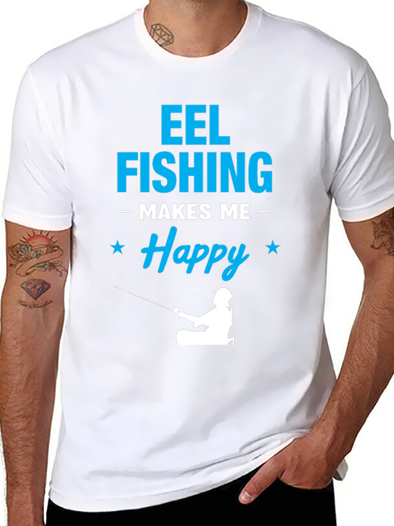 Eel Fishing Makes Me Happy Graphic T-Shirt