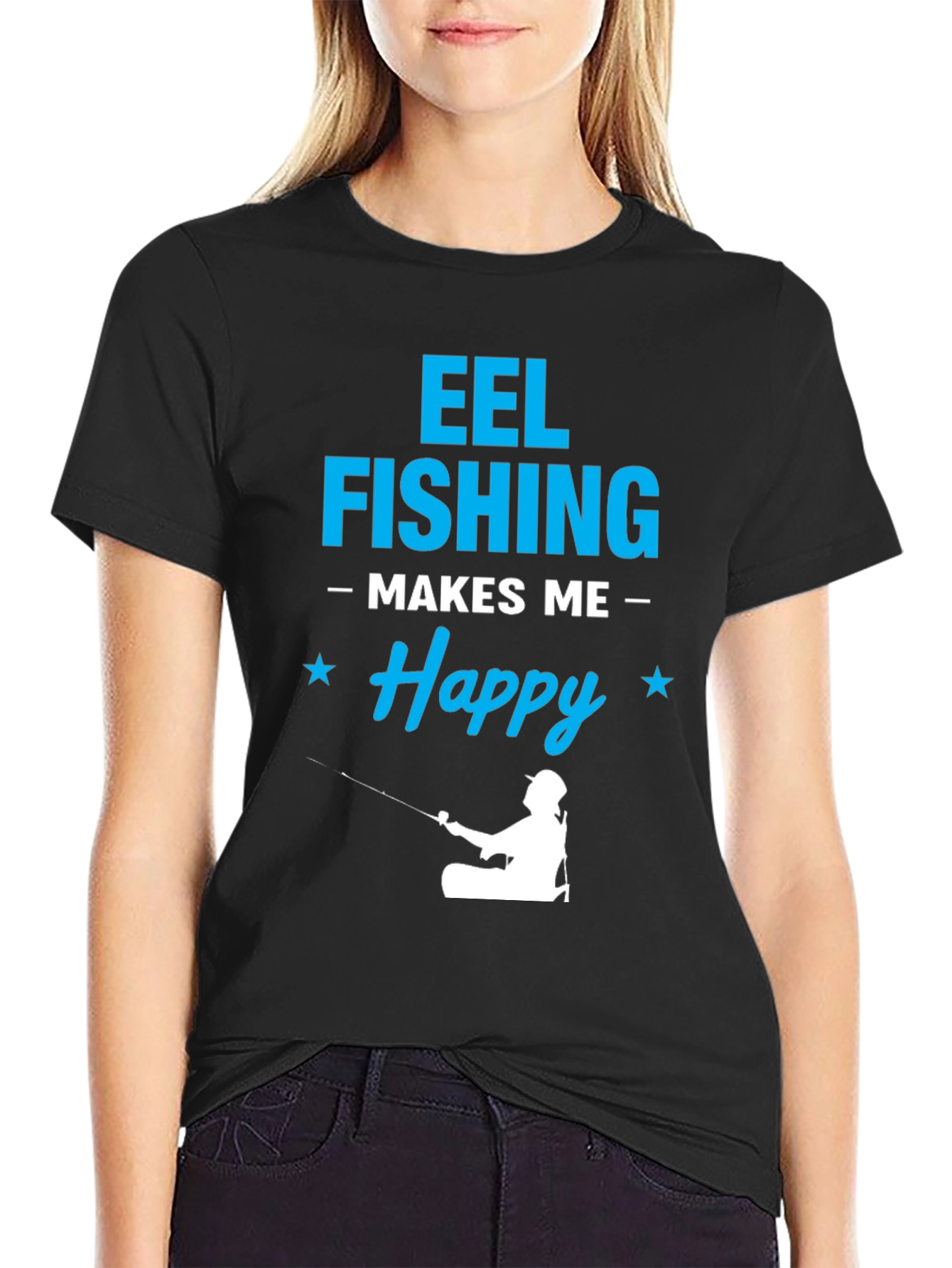 Eel Fishing Makes Me Happy Graphic T-Shirt