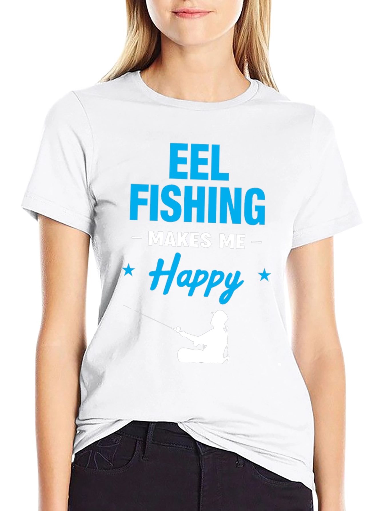 Eel Fishing Makes Me Happy Graphic T-Shirt