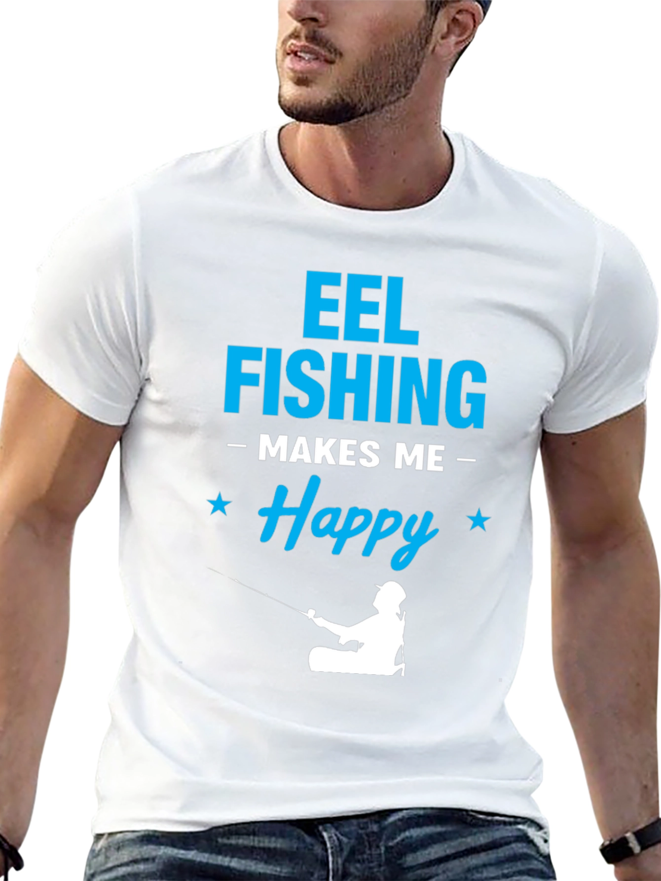Eel Fishing Makes Me Happy Graphic T-Shirt