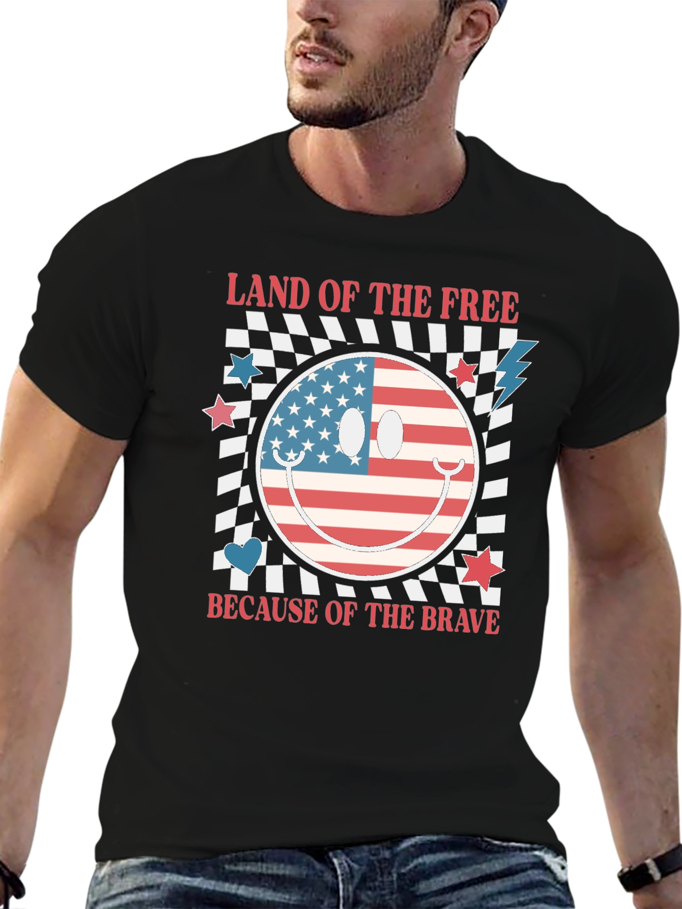 Patriotic Smiley Face Graphic T-Shirt