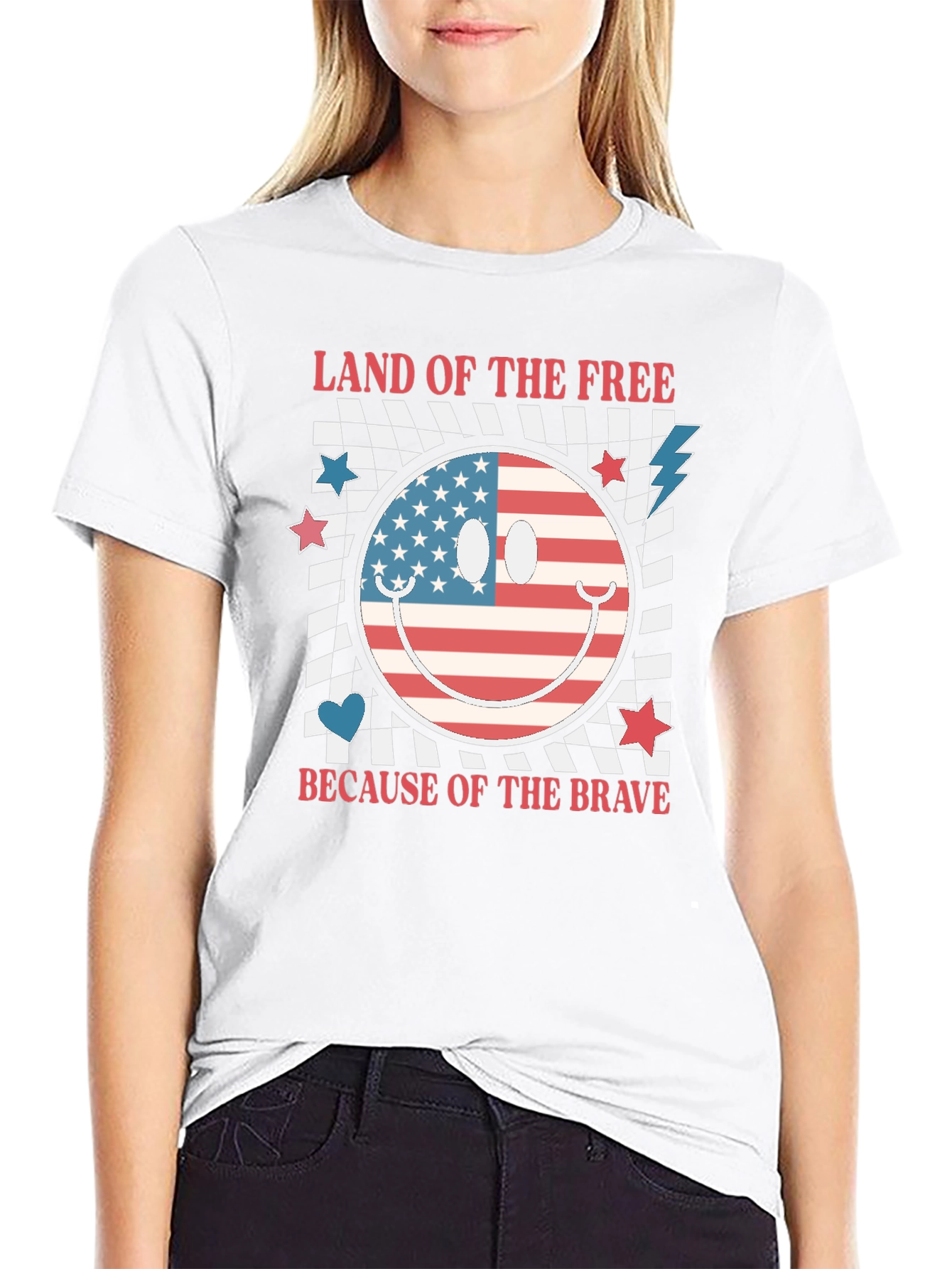 Patriotic Smiley Face Graphic T-Shirt