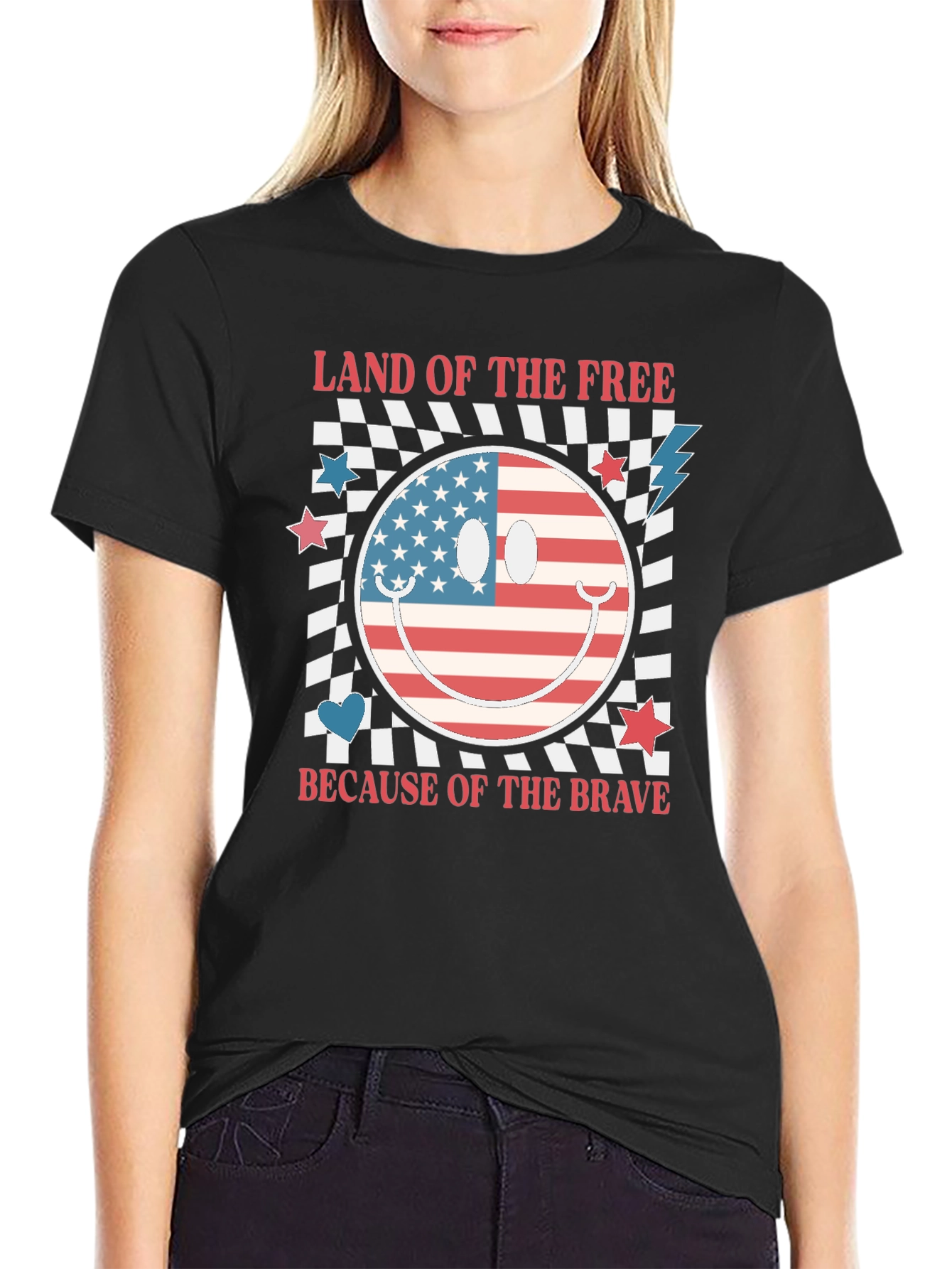 Patriotic Smiley Face Graphic T-Shirt
