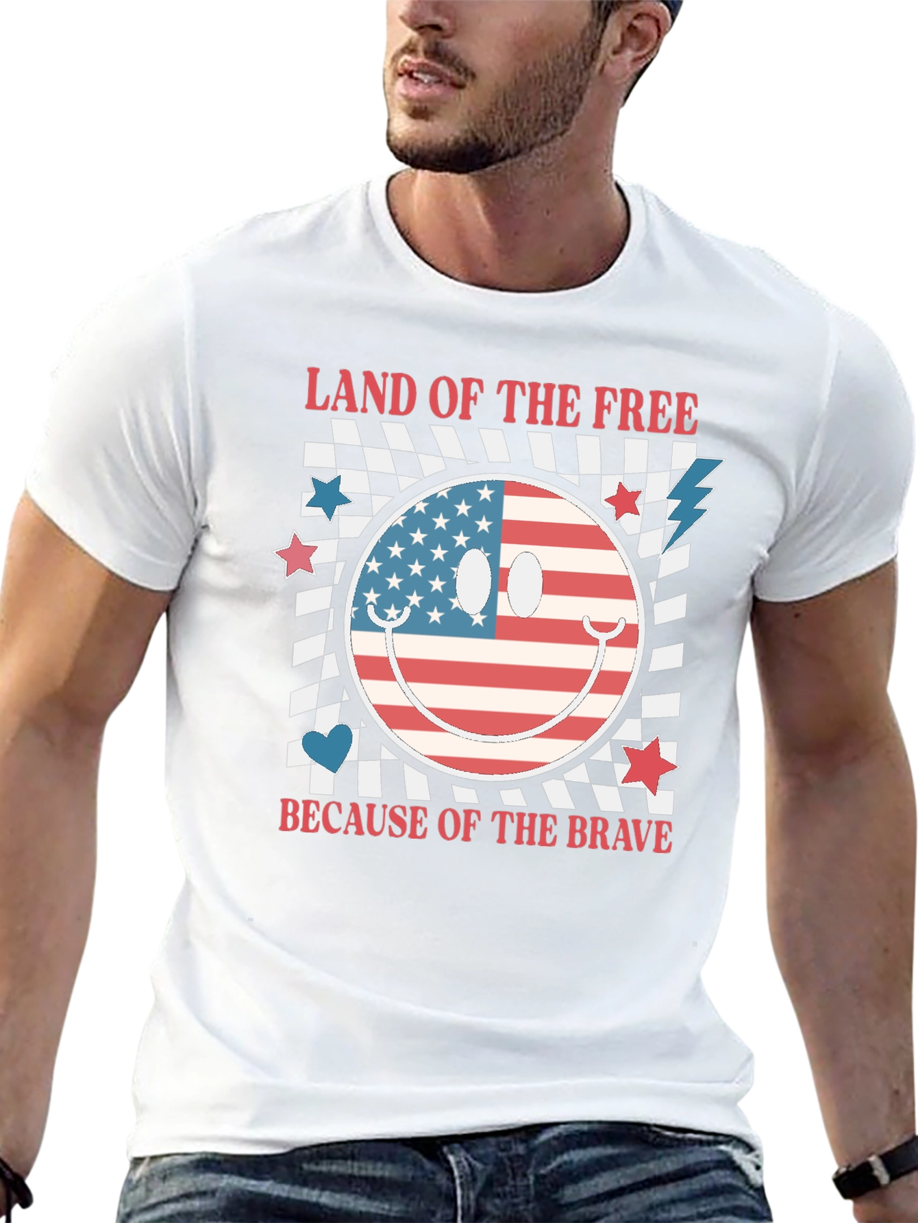 Patriotic Smiley Face Graphic T-Shirt