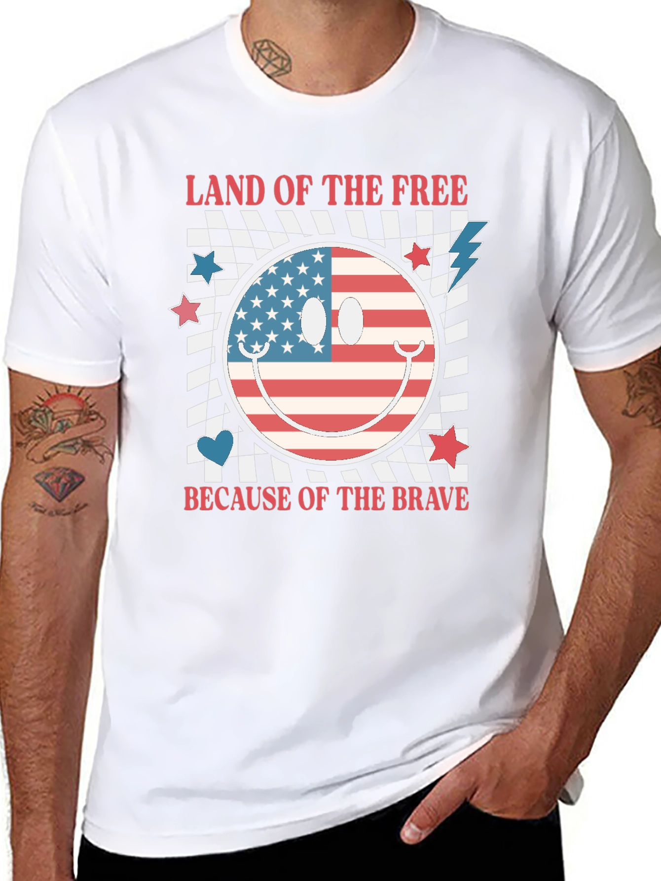 Patriotic Smiley Face Graphic T-Shirt