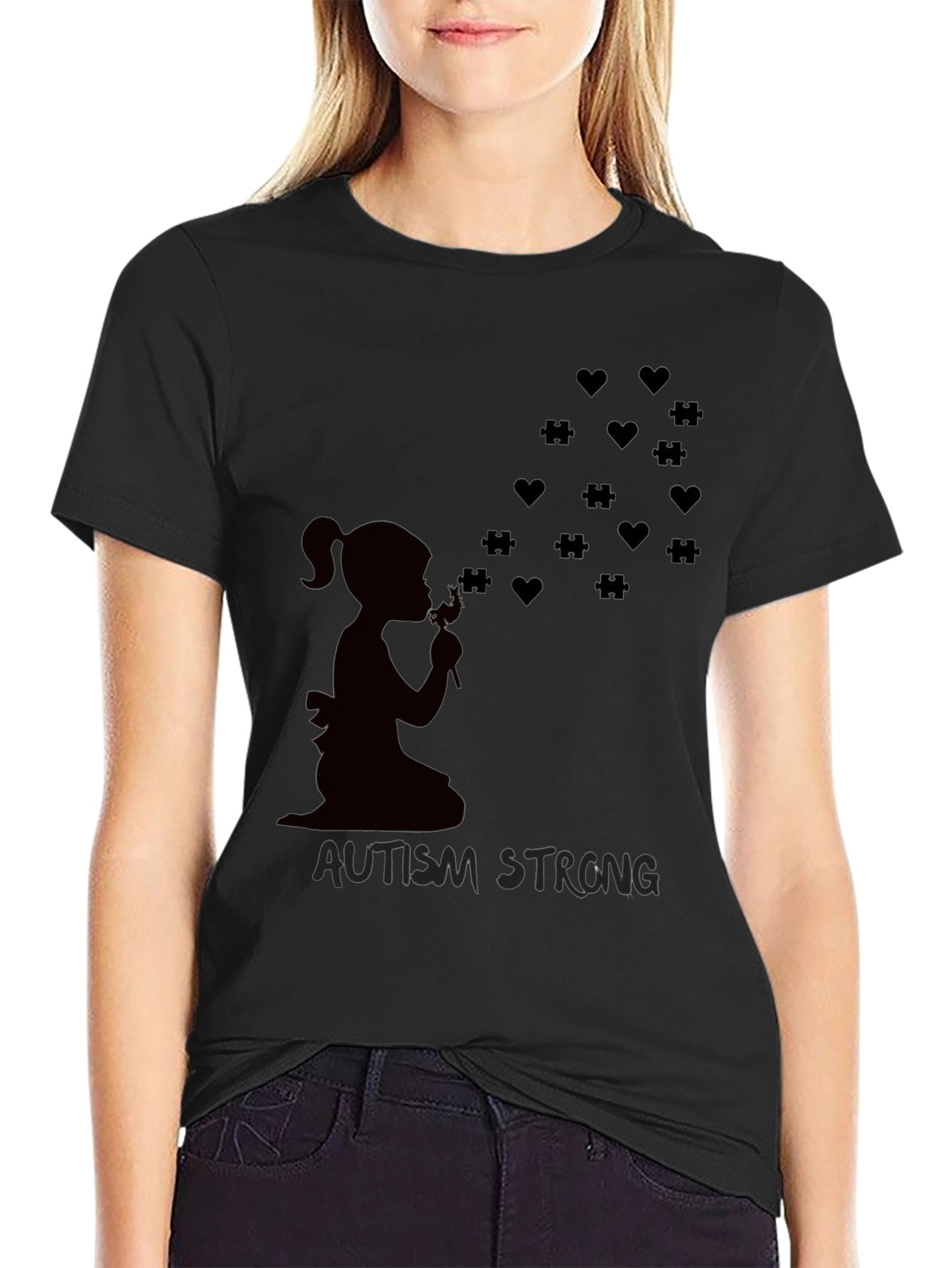 Autism Strong Heart & Puzzle T-Shirt