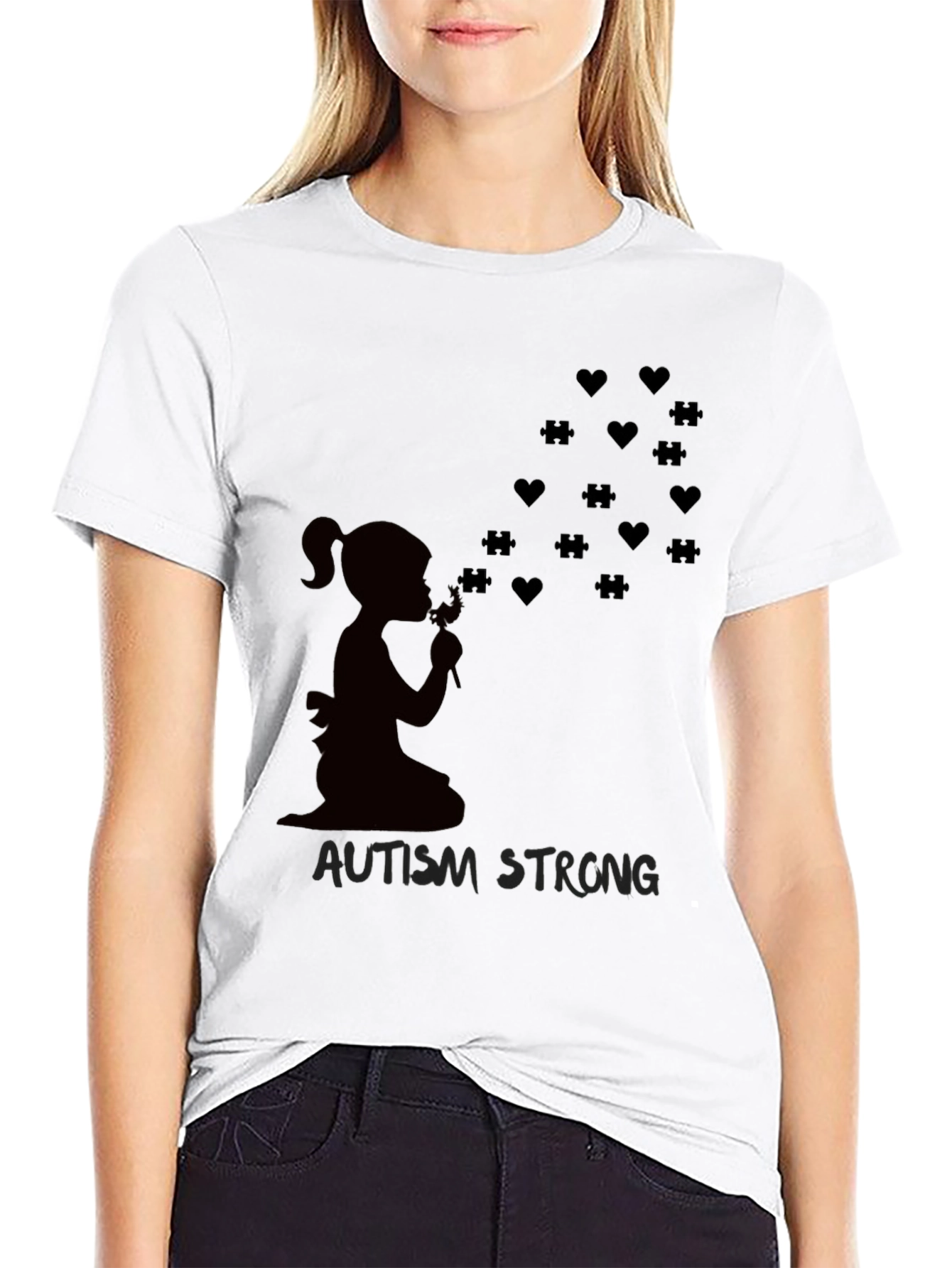 Autism Strong Heart & Puzzle T-Shirt
