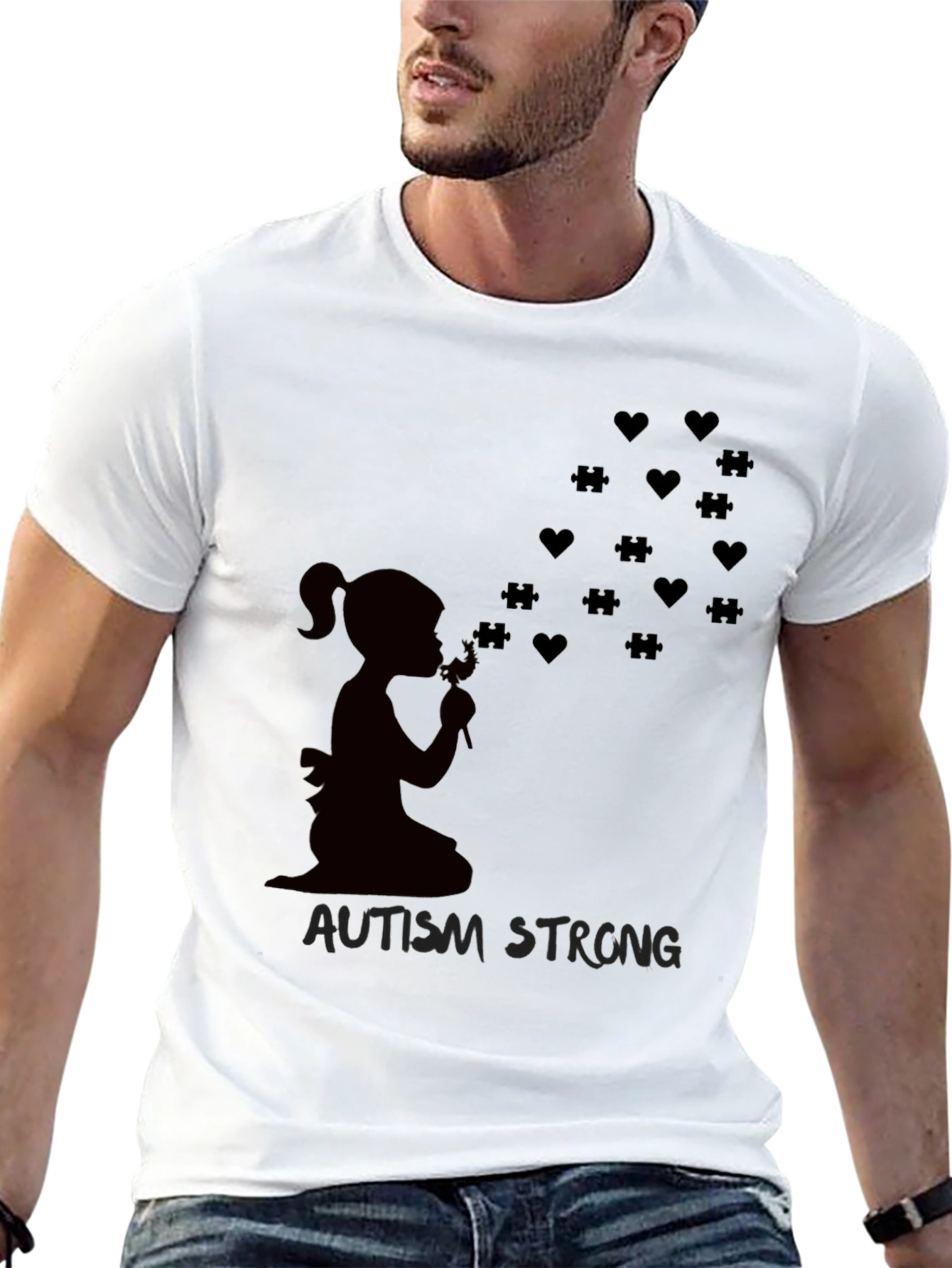 Autism Strong Heart & Puzzle T-Shirt