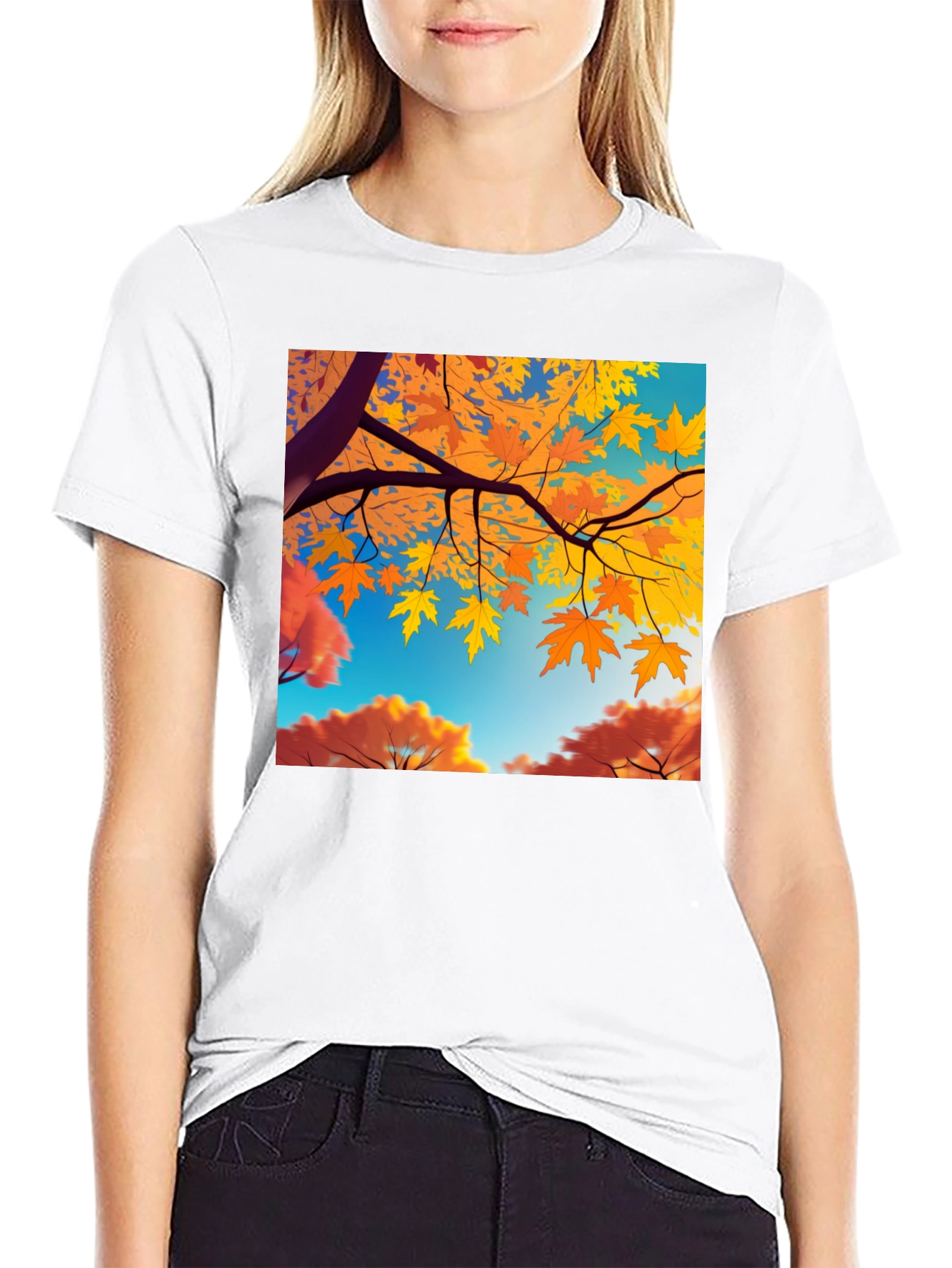 Autumn Leaves Graphic Tee - Stylish Nature Inspired Design