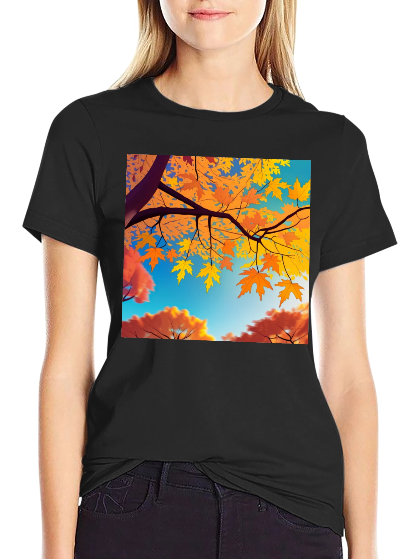 Autumn Leaves Graphic Tee - Stylish Nature Inspired Design