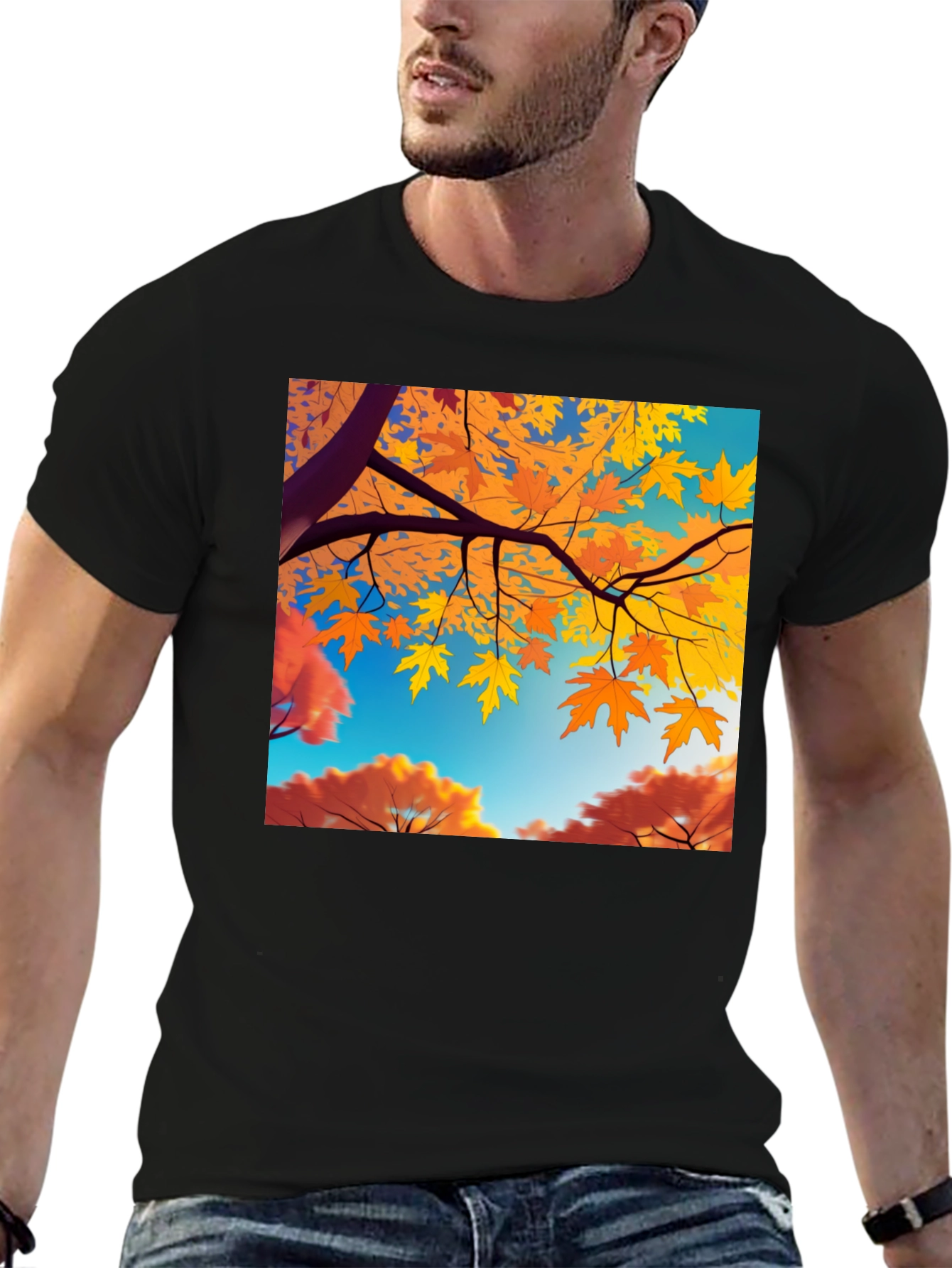 Autumn Leaves Graphic Tee - Stylish Nature Inspired Design
