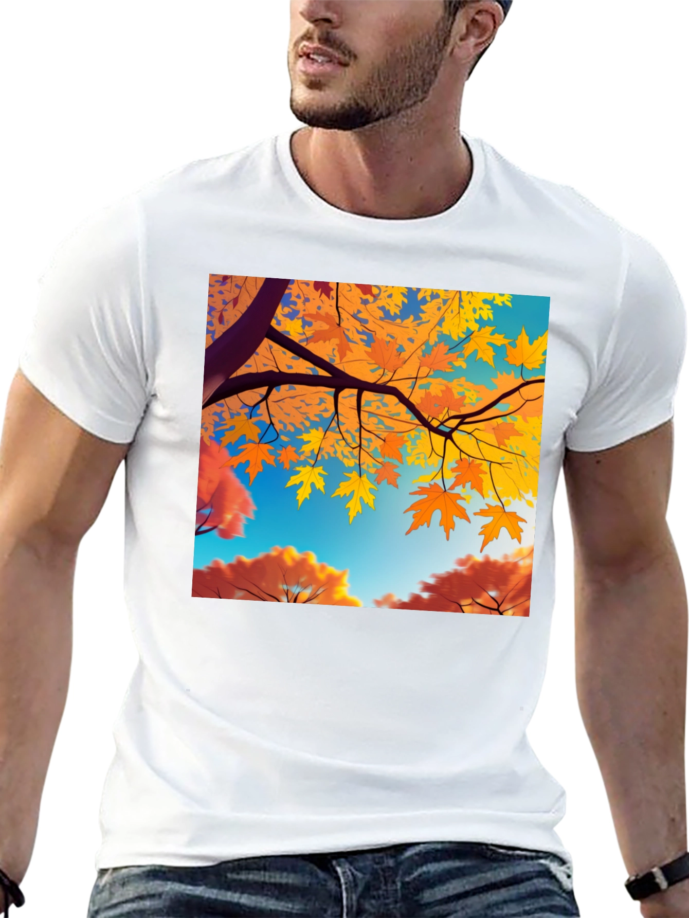 Autumn Leaves Graphic Tee - Stylish Nature Inspired Design