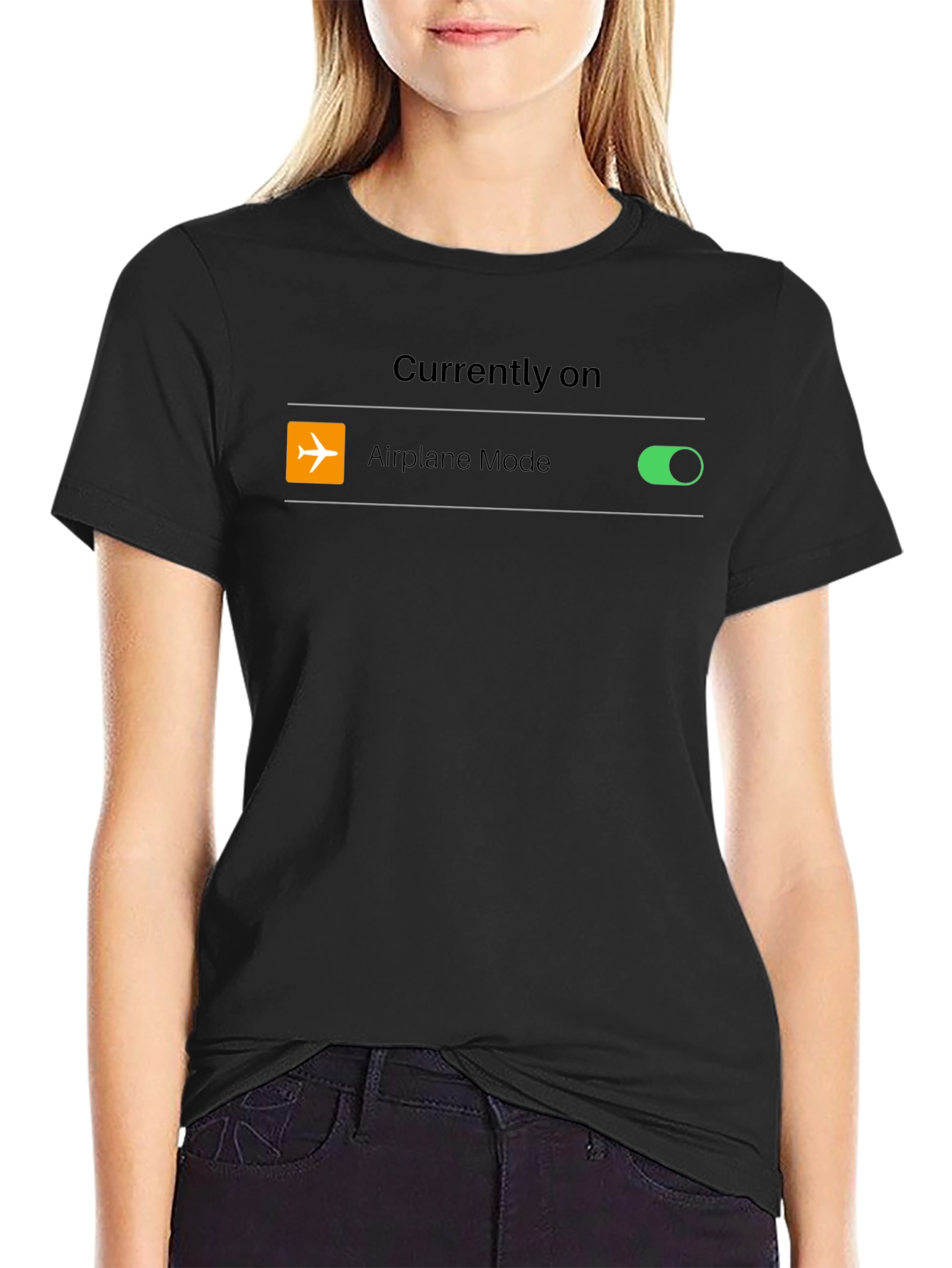 Airplane Mode On Black Tee Shirt