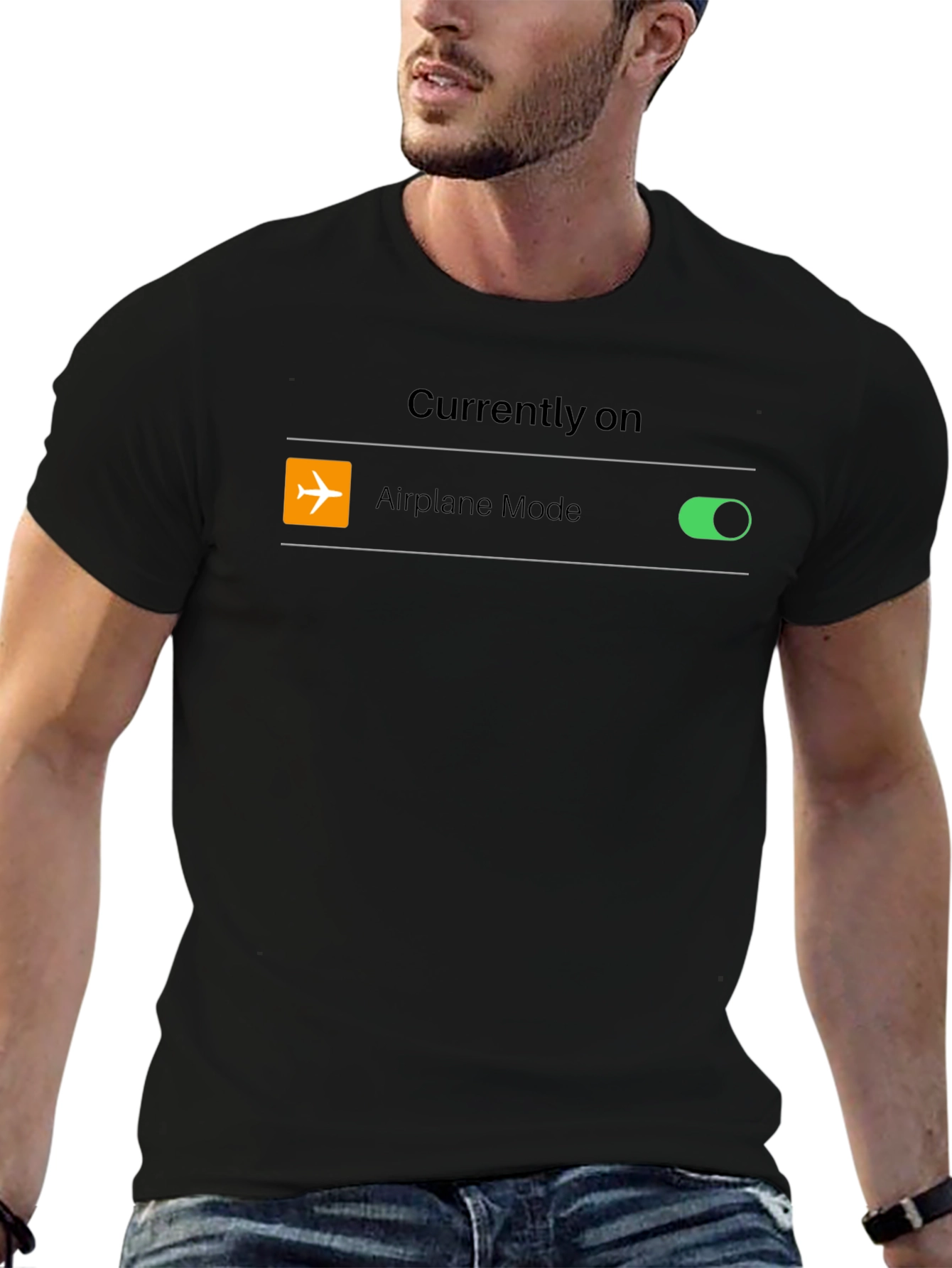 Airplane Mode On Black Tee Shirt