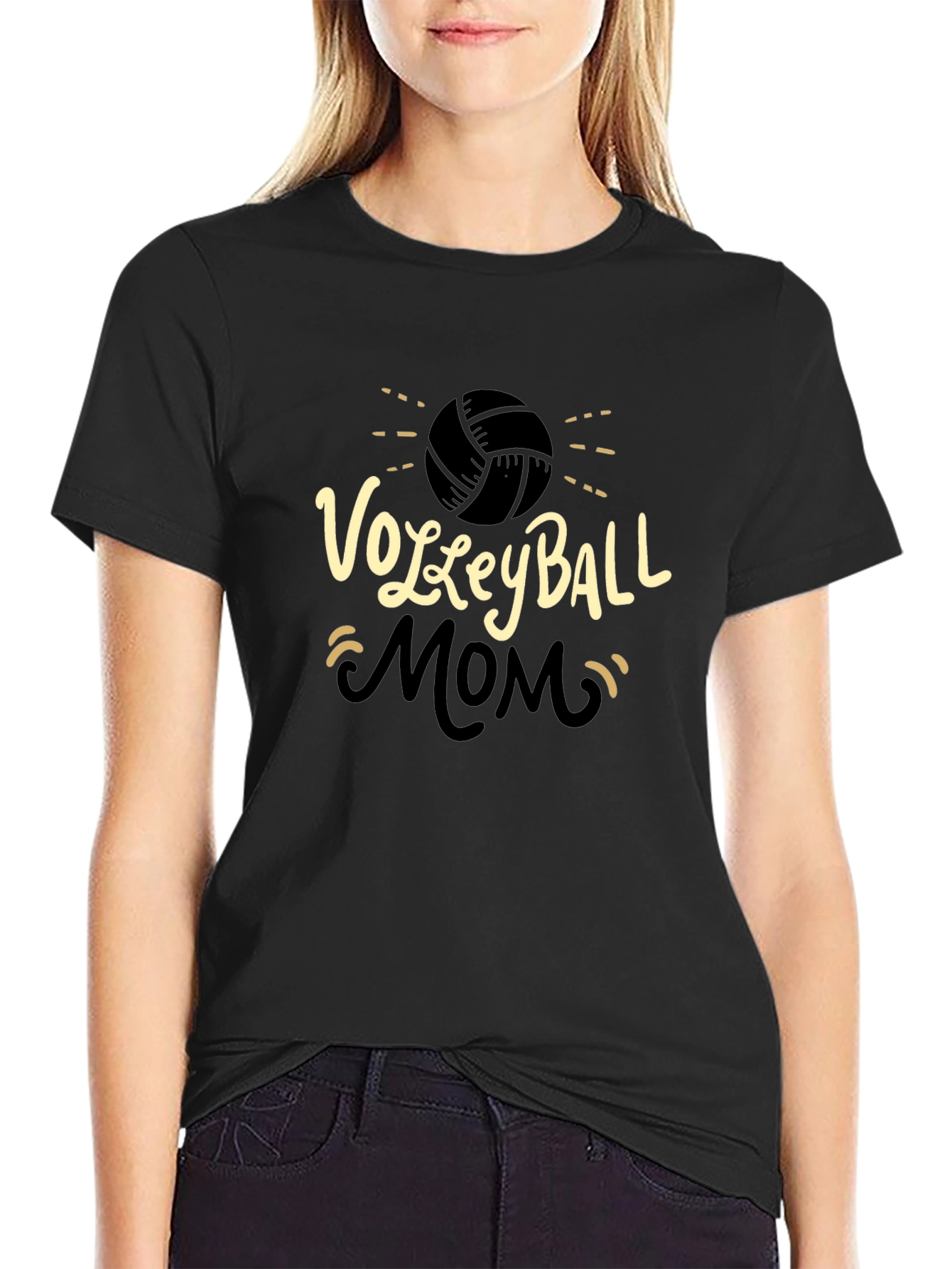 Volleyball Mom Graphic Tee - Black T-Shirt