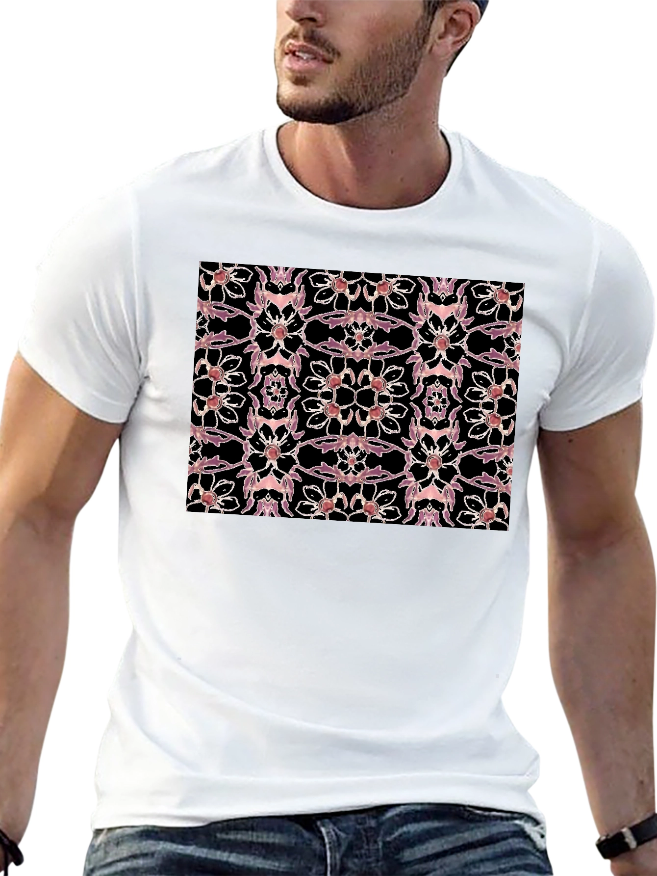 Floral & Skull Black T-Shirt