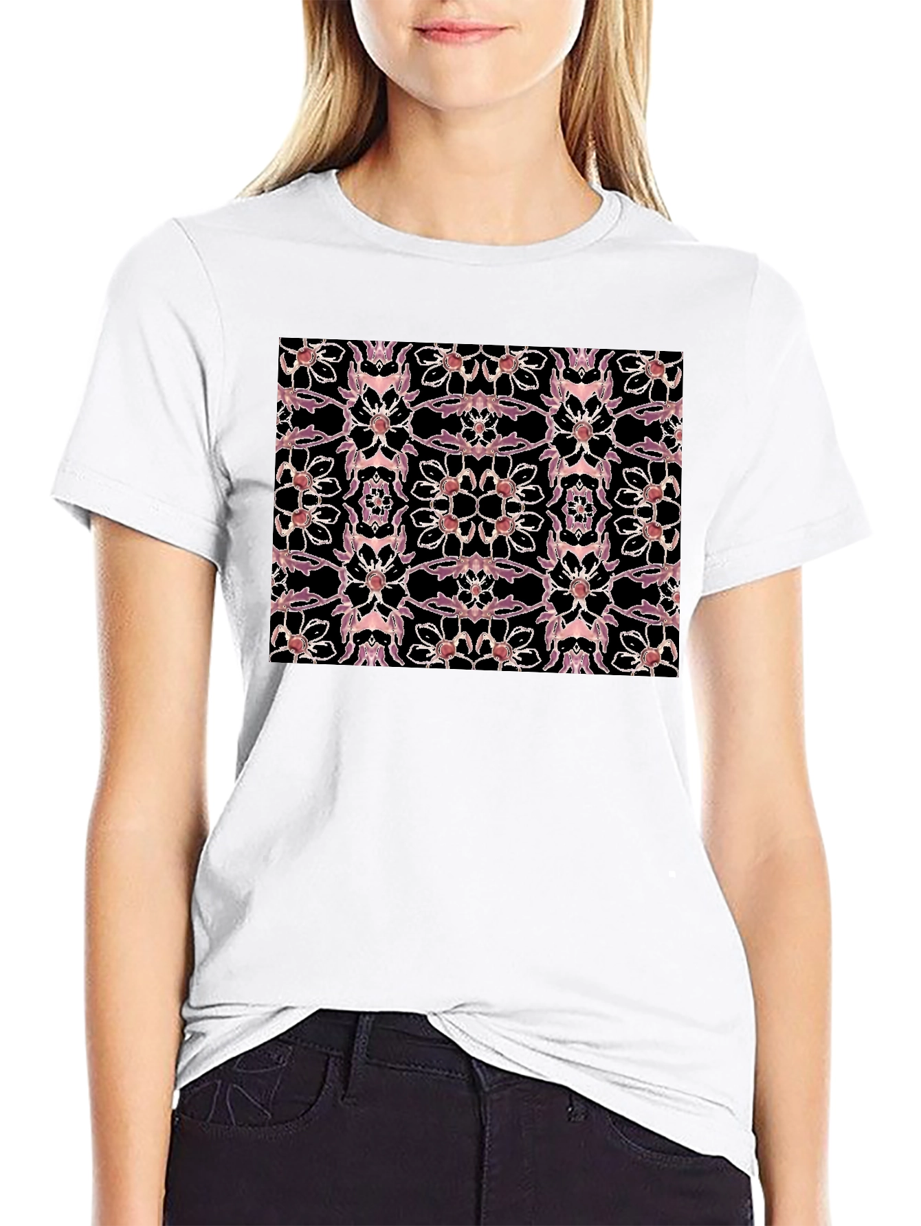 Floral & Skull Black T-Shirt