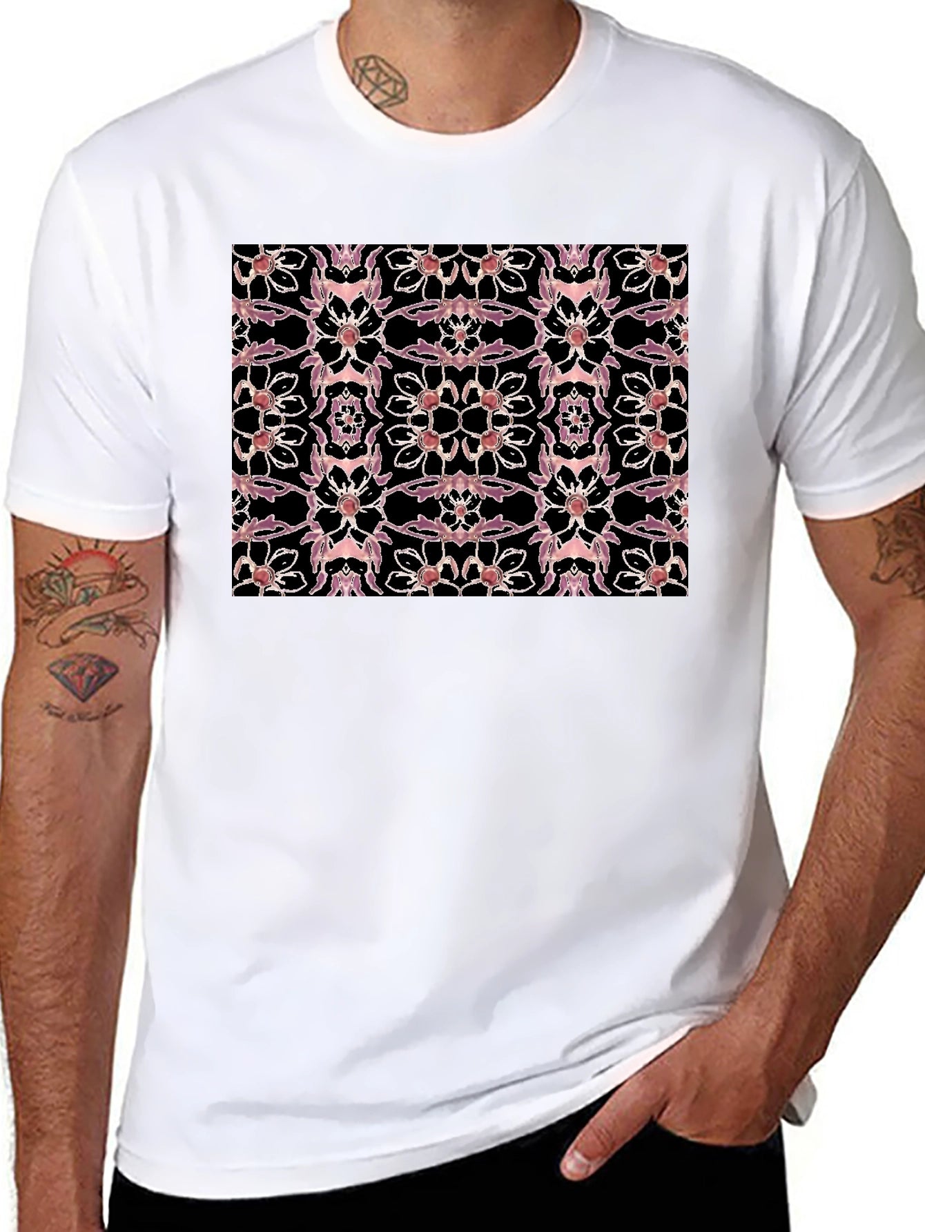 Floral & Skull Black T-Shirt