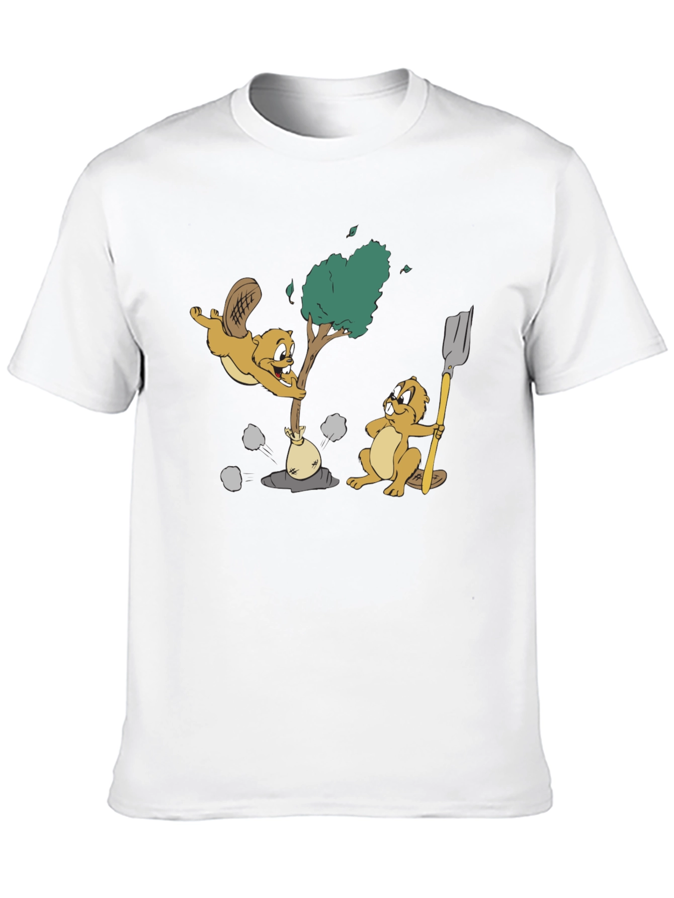 Funny Beaver Cartoon Black T-Shirt