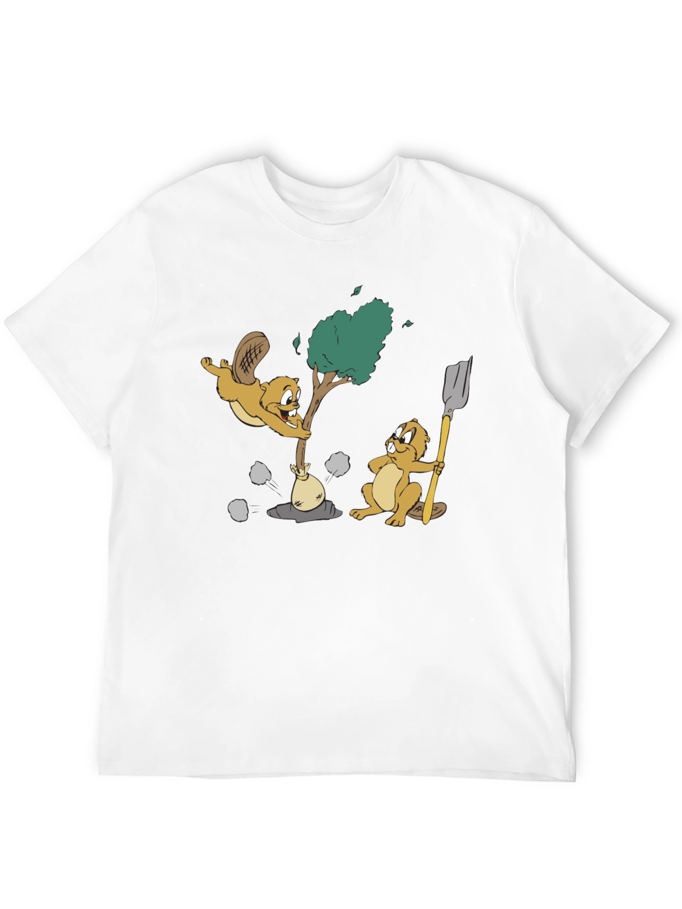Funny Beaver Cartoon Black T-Shirt