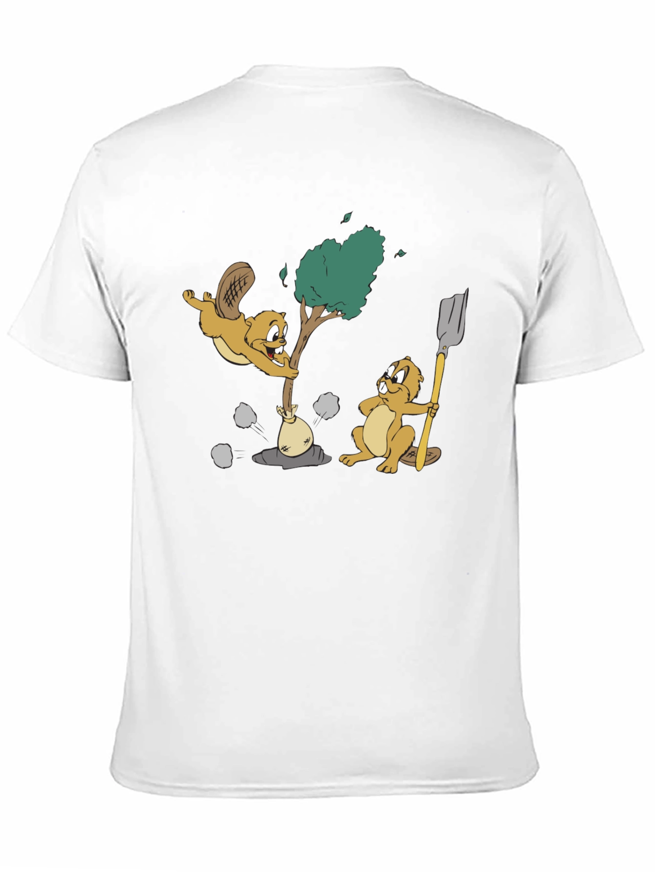 Funny Beaver Cartoon Black T-Shirt