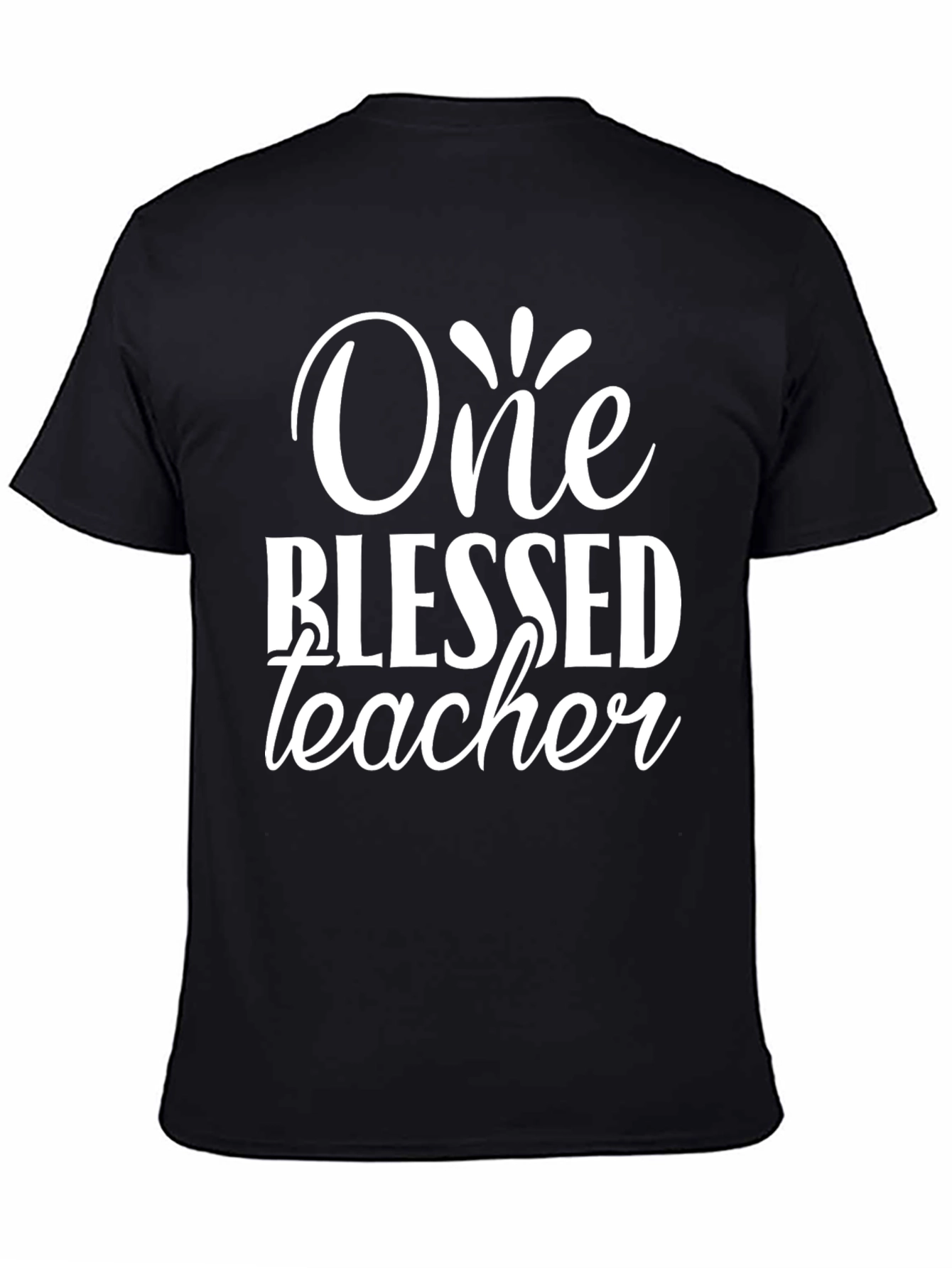 One Blessed Teacher Black Graphic T-Shirt