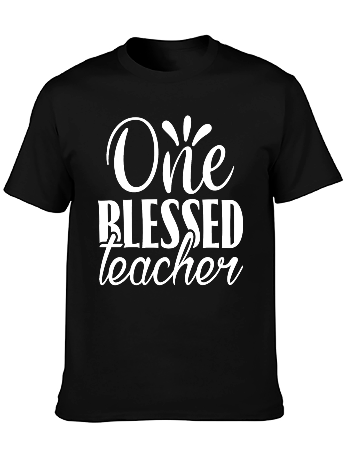 One Blessed Teacher Black Graphic T-Shirt