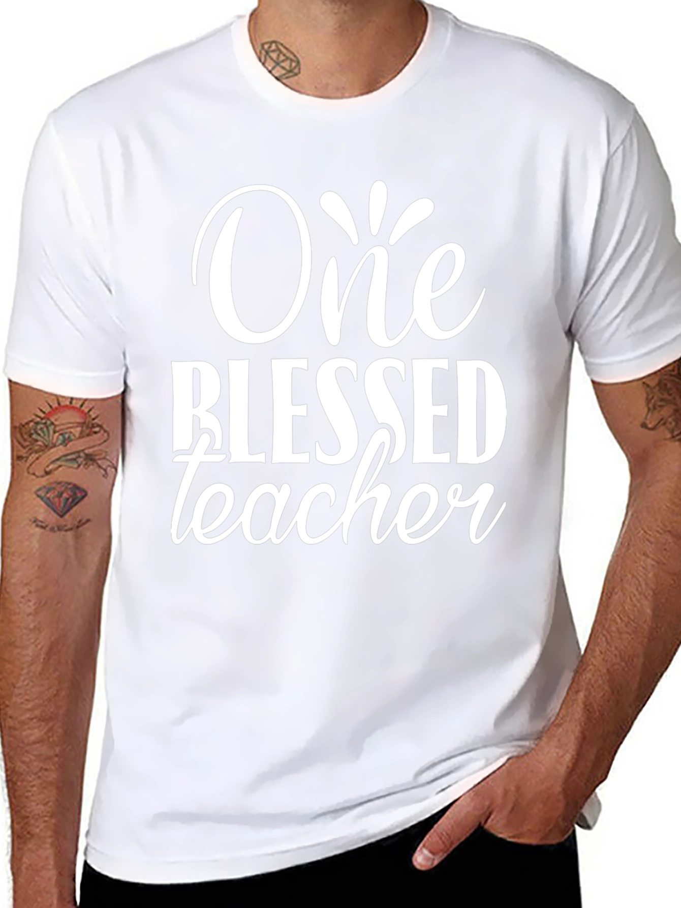 One Blessed Teacher Black Graphic T-Shirt