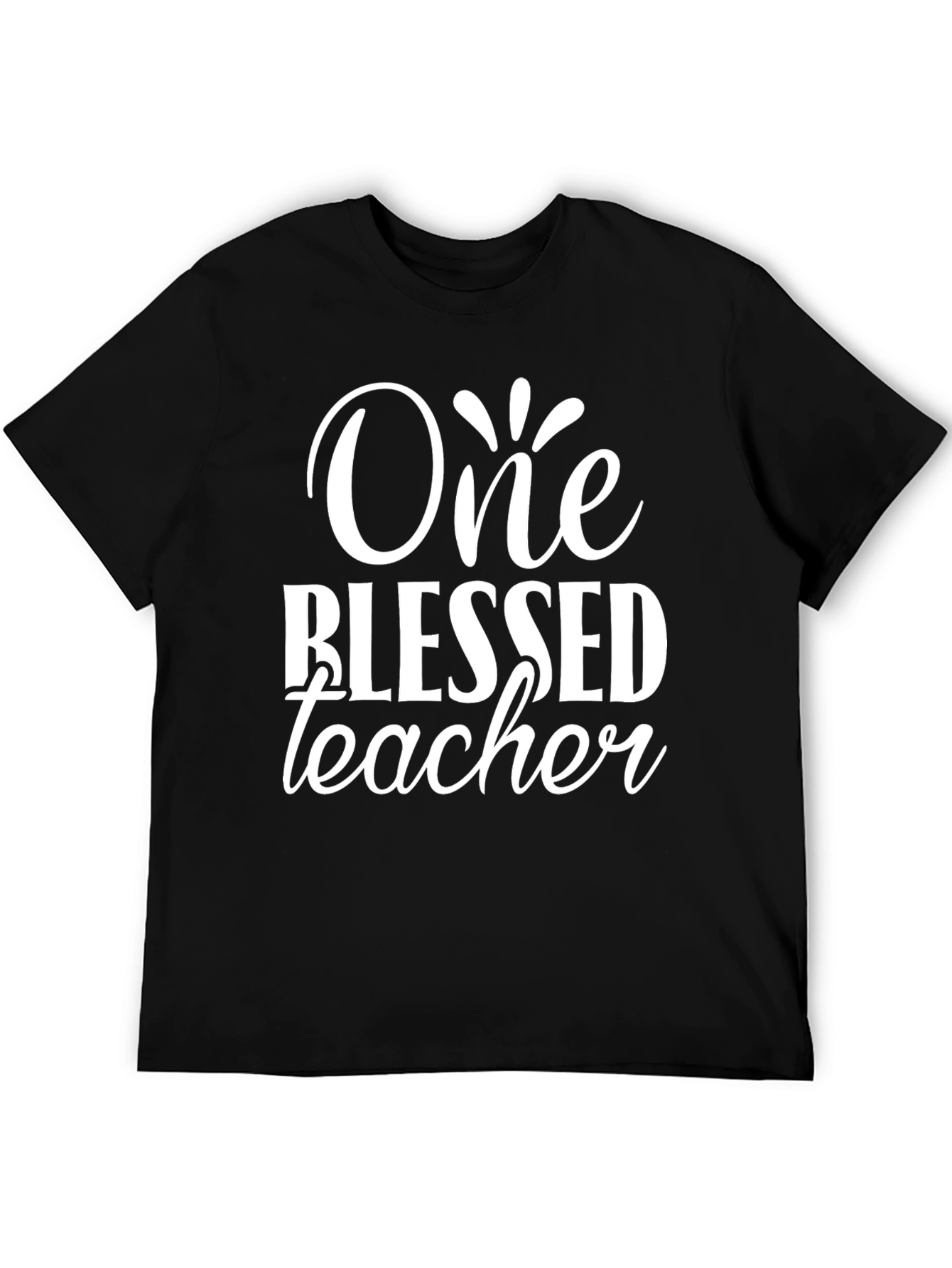 One Blessed Teacher Black Graphic T-Shirt