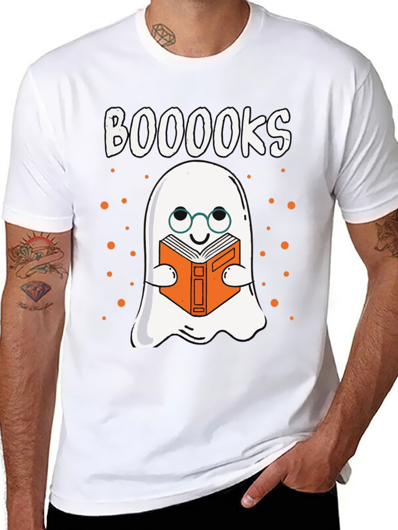 Booooks T-Shirt - Ghost Reading Book Halloween