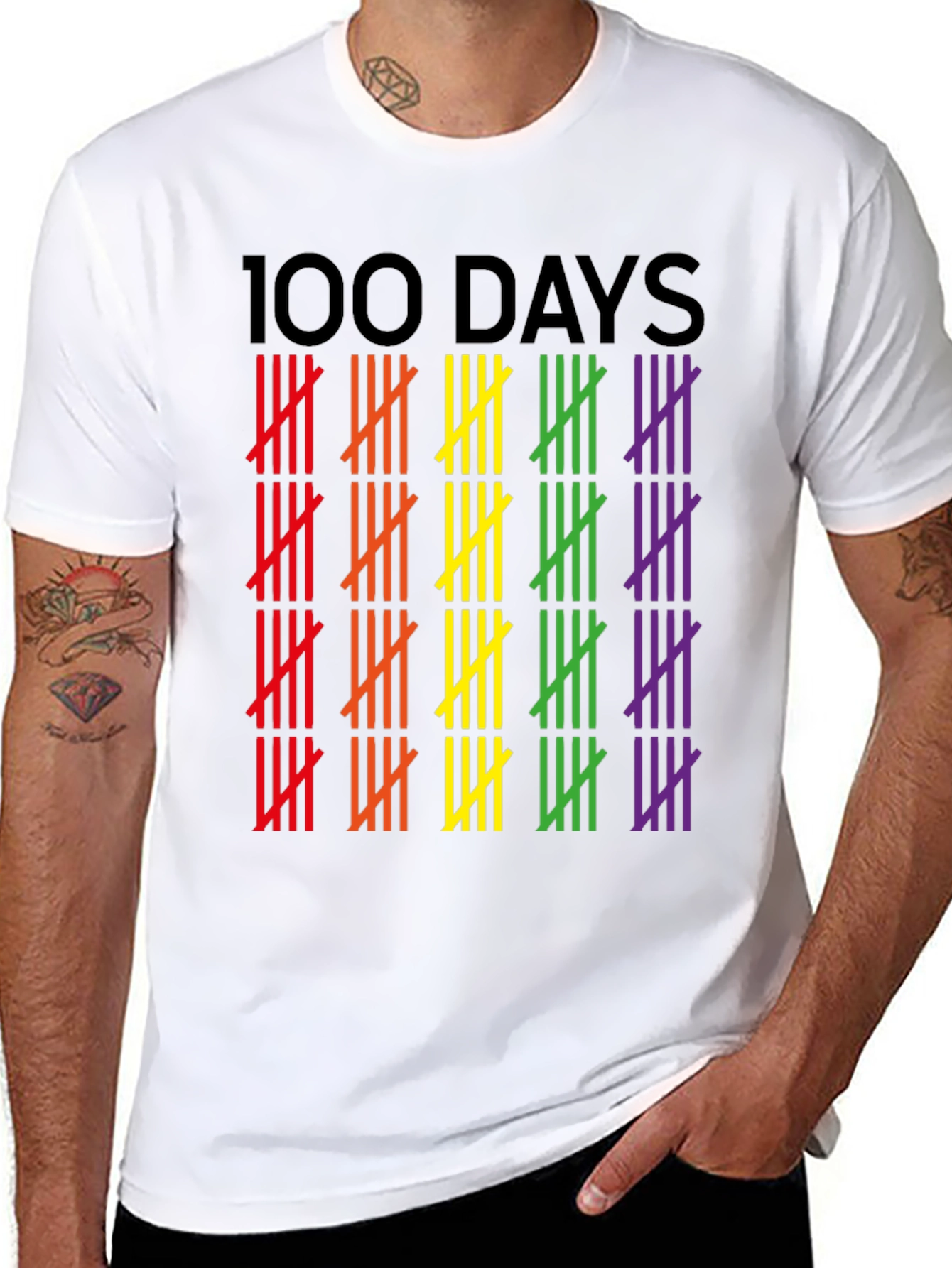 100 Days Pride Tally Marks Graphic Tee