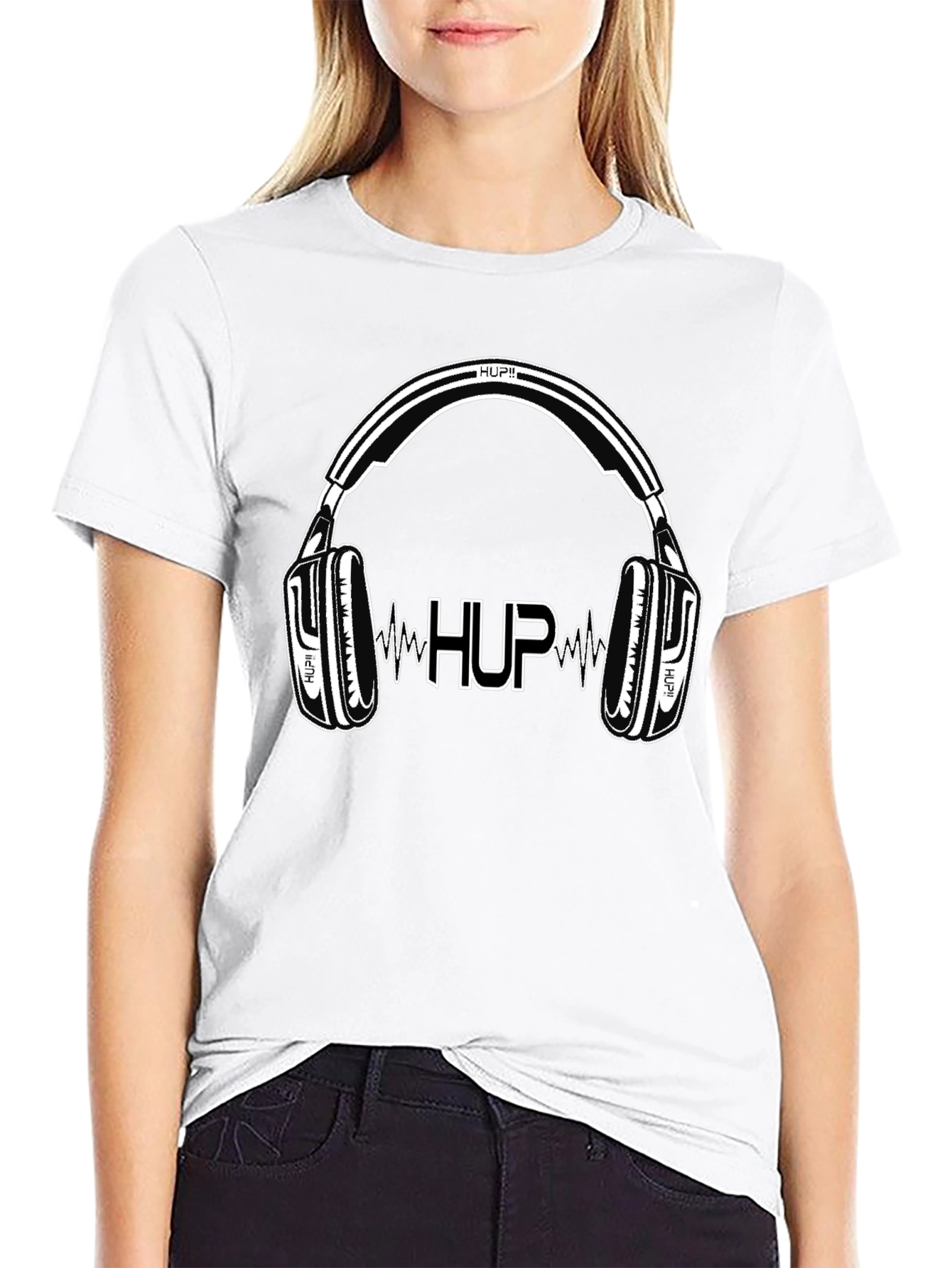 HUP Headphones Black Graphic T-Shirt
