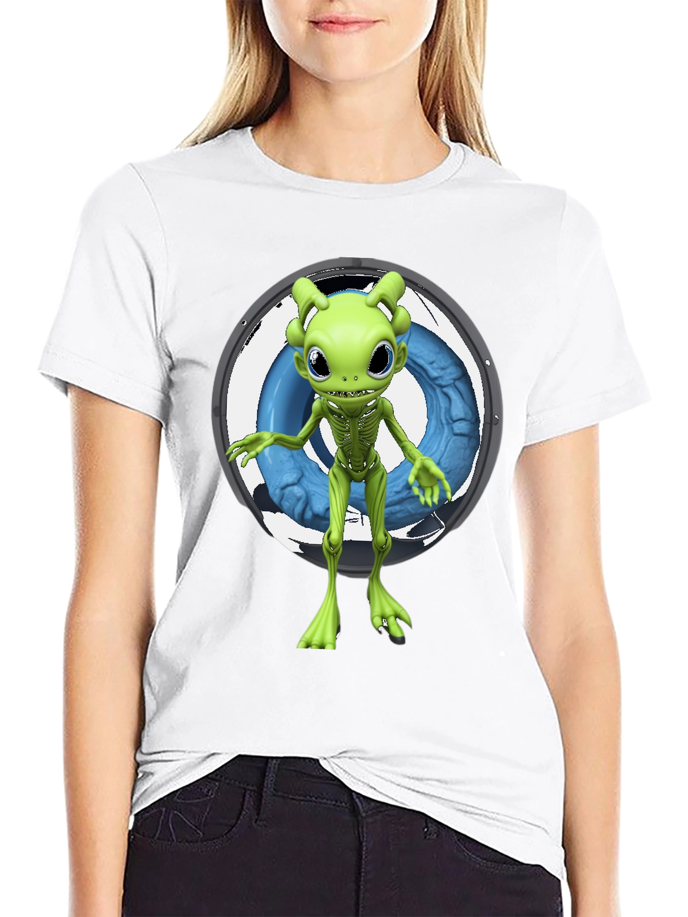 Alien Graphic Tee - Unique Cartoon Design