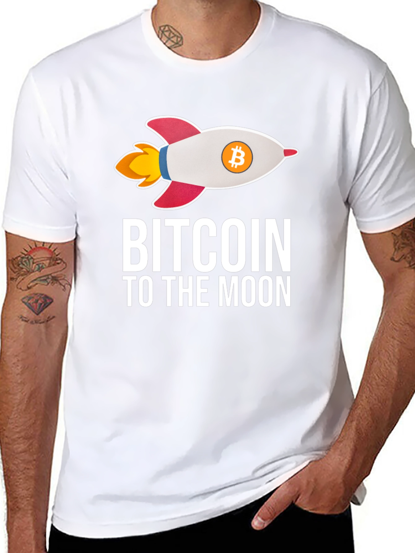 Bitcoin To The Moon T-Shirt Crypto Rocket