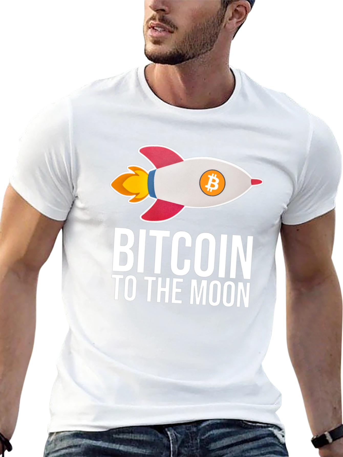 Bitcoin To The Moon T-Shirt Crypto Rocket