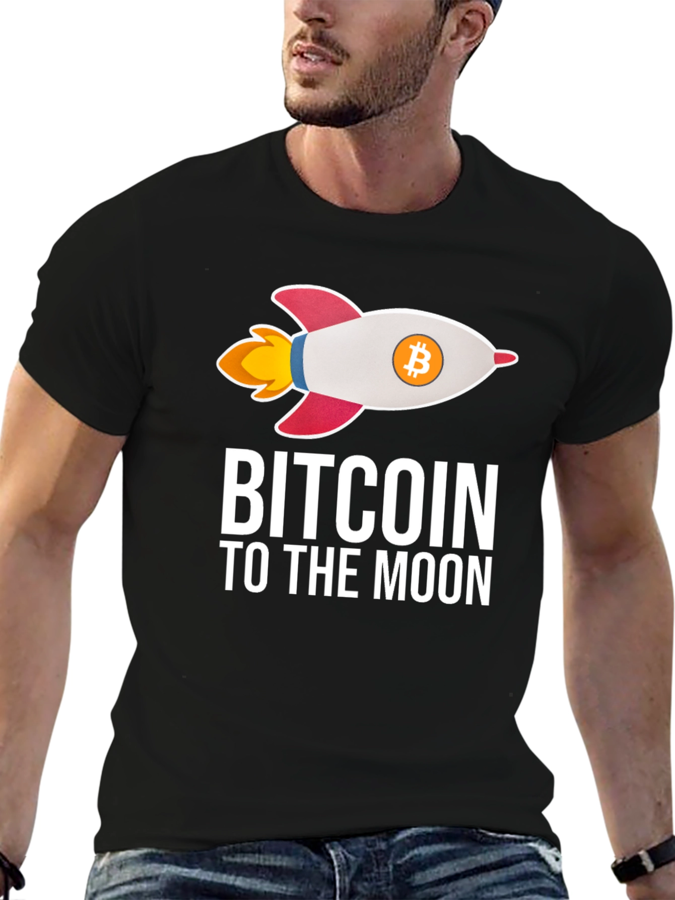 Bitcoin To The Moon T-Shirt Crypto Rocket