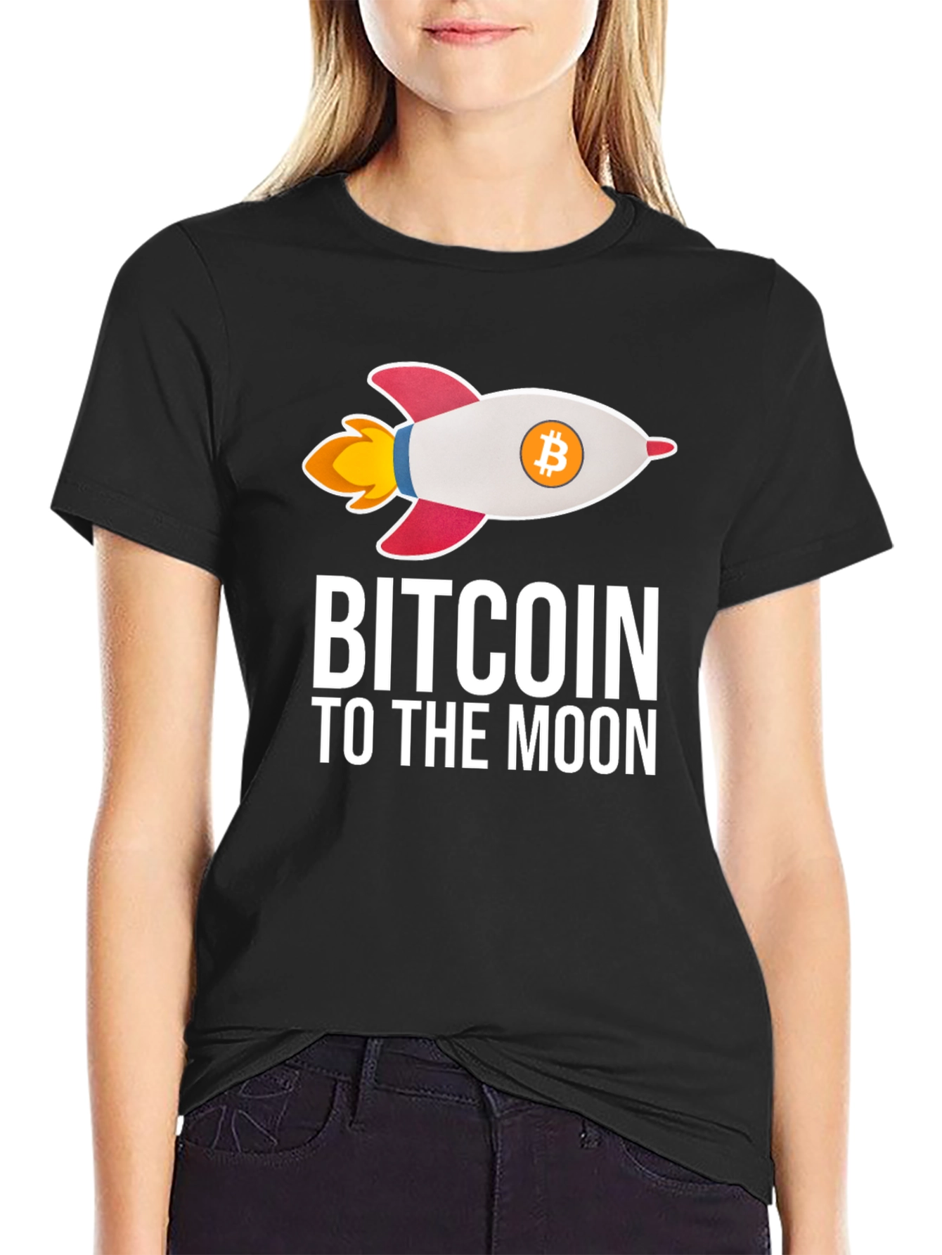 Bitcoin To The Moon T-Shirt Crypto Rocket
