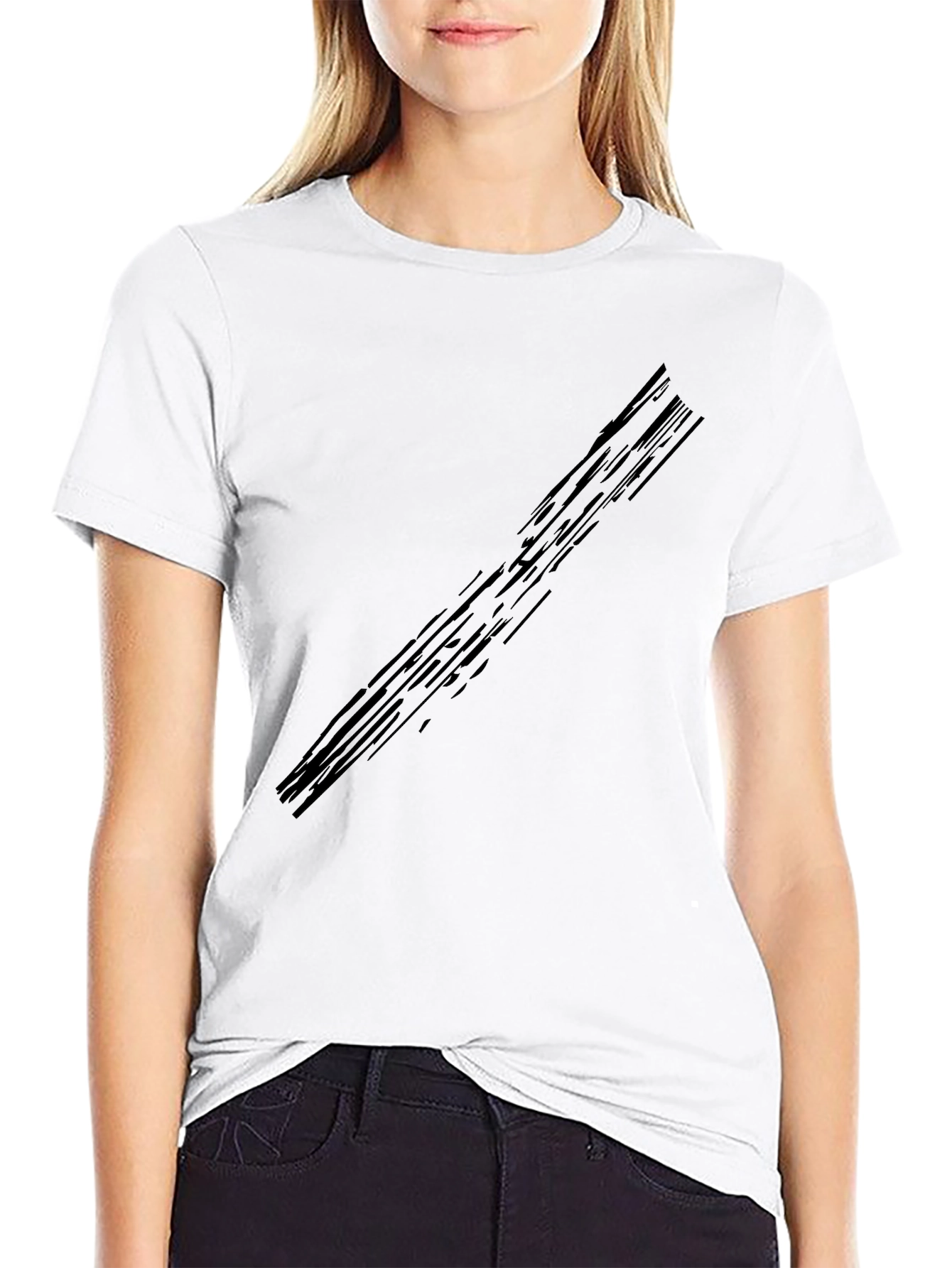 Mens Black Crew Neck Graphic T-Shirt