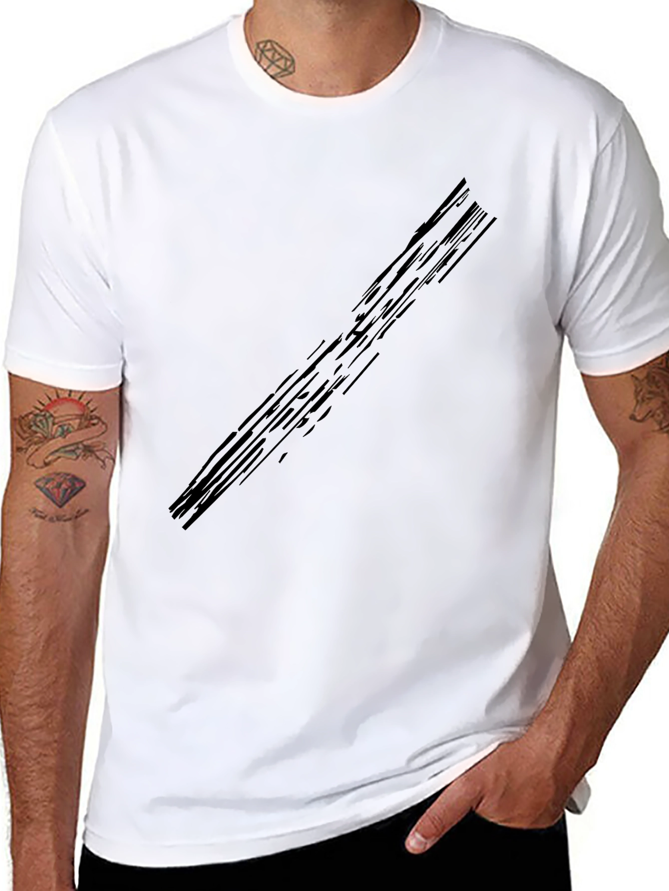Mens Black Crew Neck Graphic T-Shirt