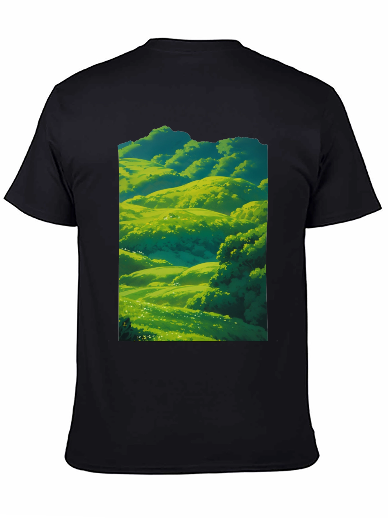 Green Meadow Landscape Graphic T-Shirt