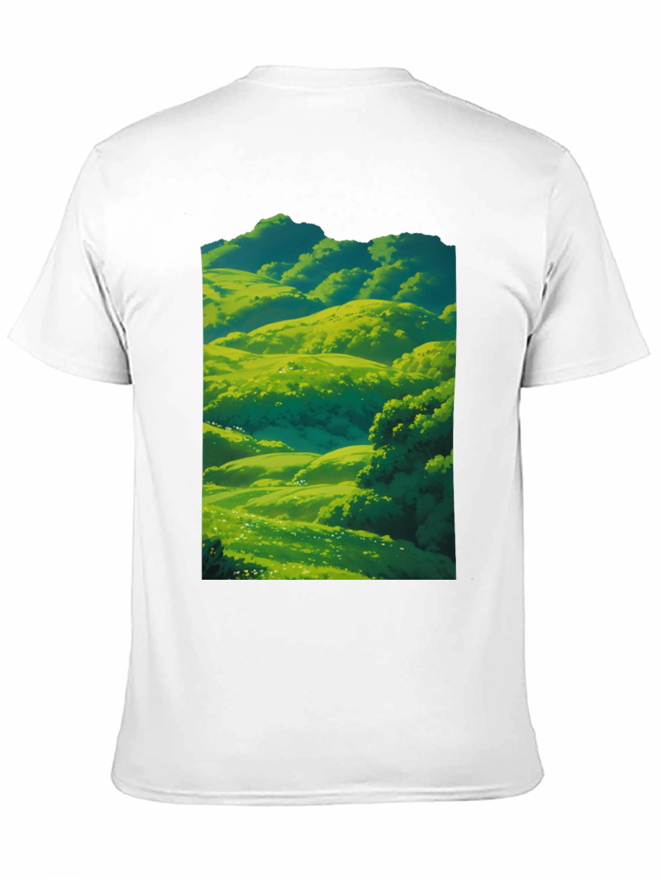 Green Meadow Landscape Graphic T-Shirt