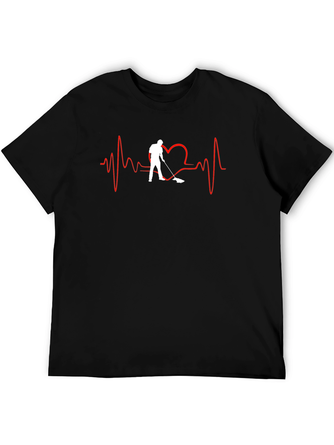 Heartbeat Hockey Player Black T-Shirt