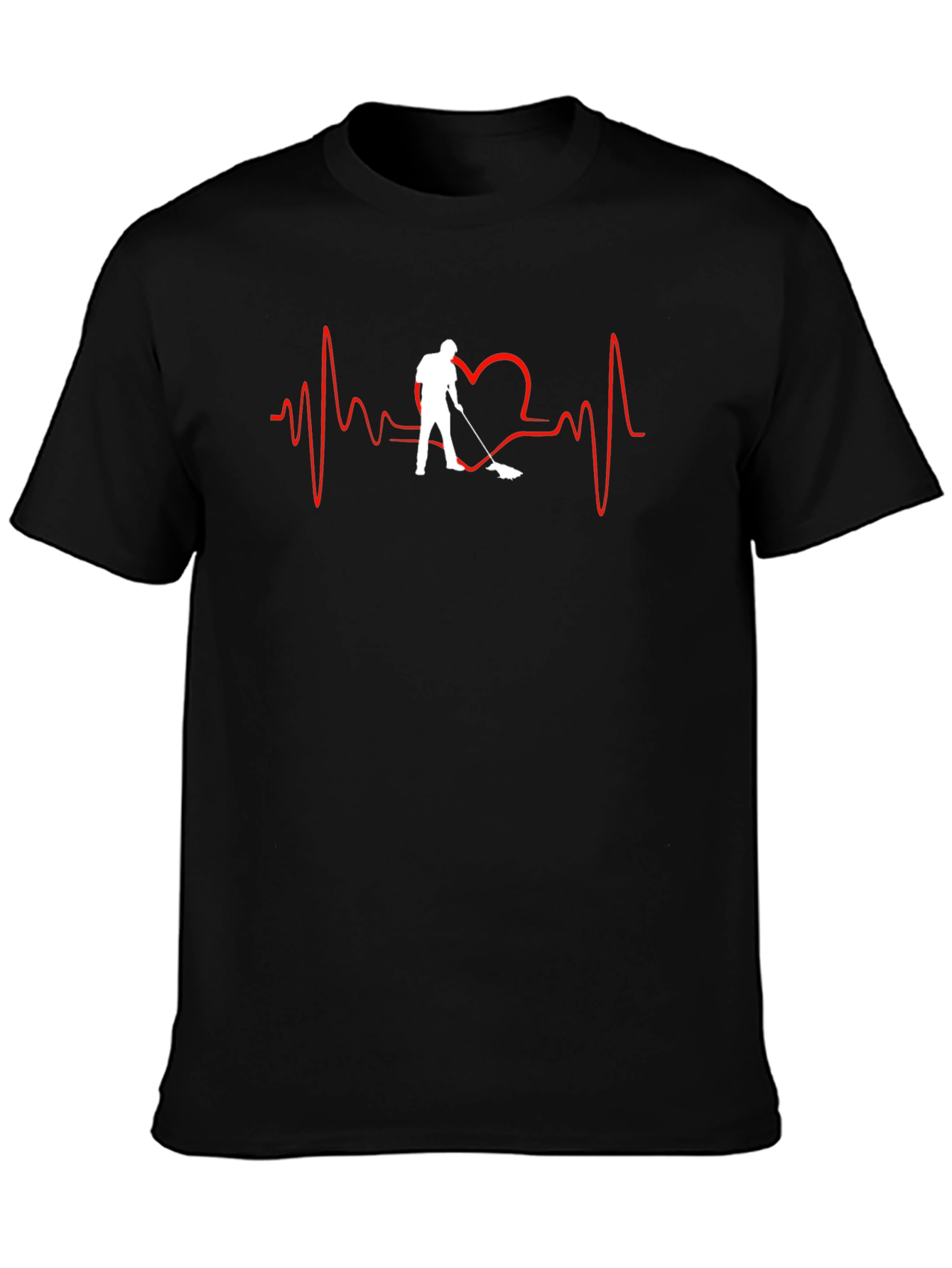Heartbeat Hockey Player Black T-Shirt