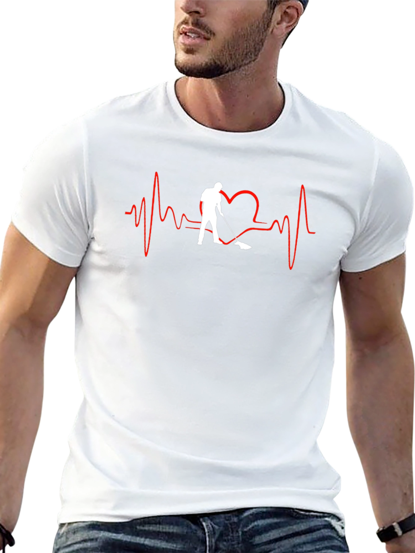 Heartbeat Hockey Player Black T-Shirt