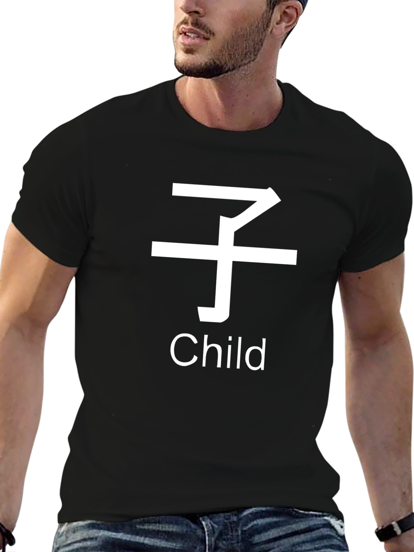 Black T-Shirt with Child Symbol & Word