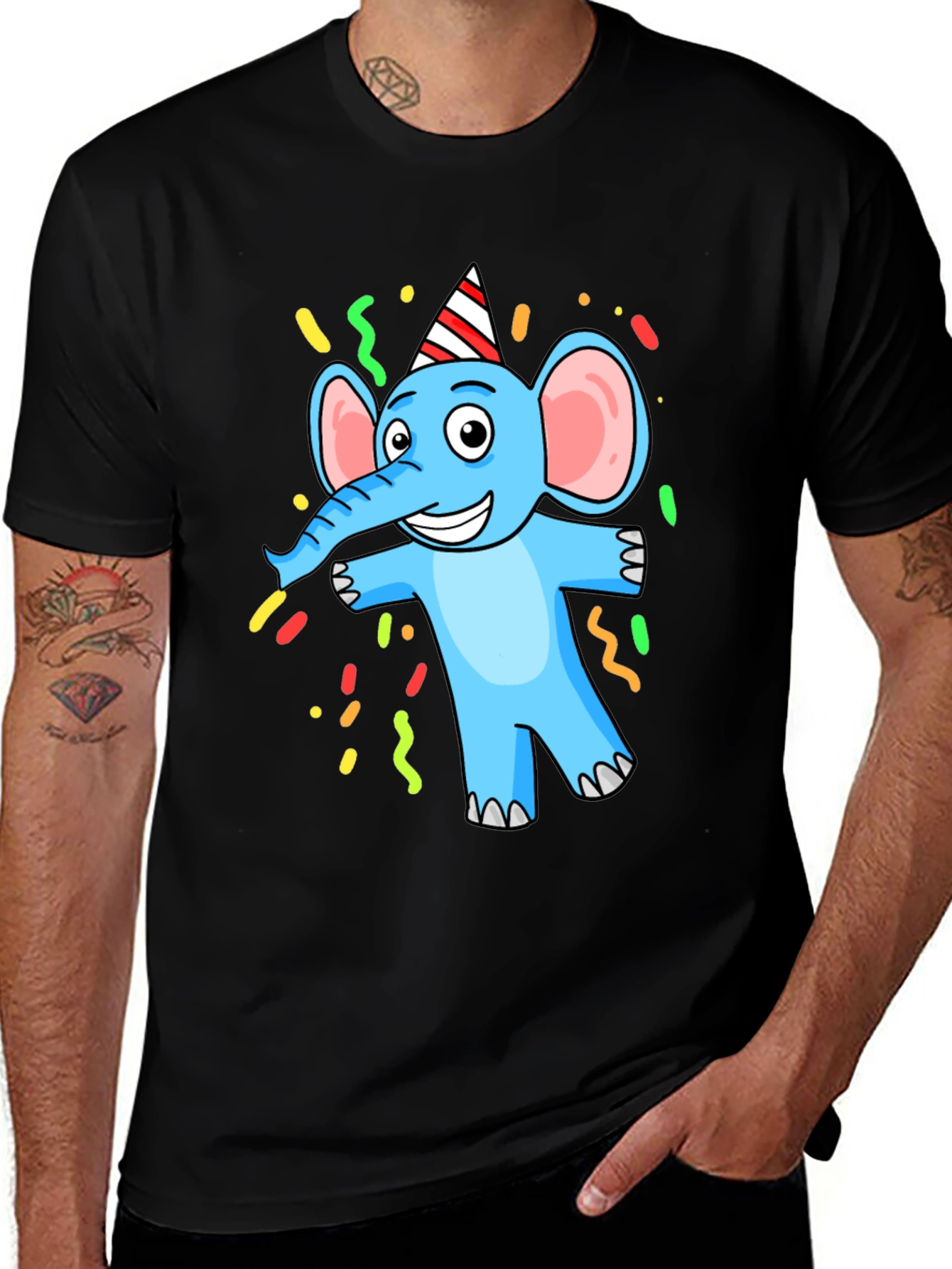 Cartoon Elephant Graphic T-Shirt - Party Animal